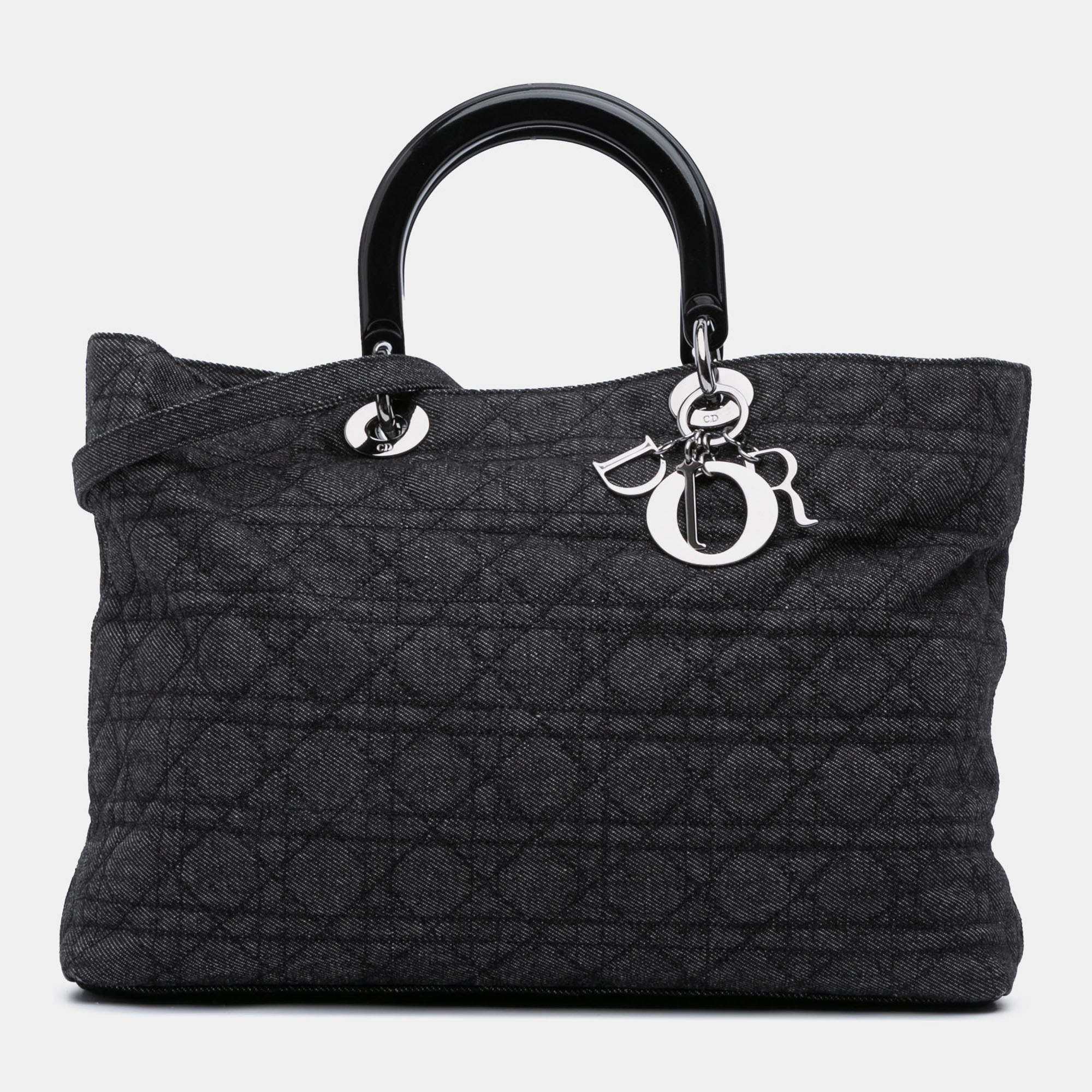 

Dior Black Extra Large Denim Cannage Lady Dior