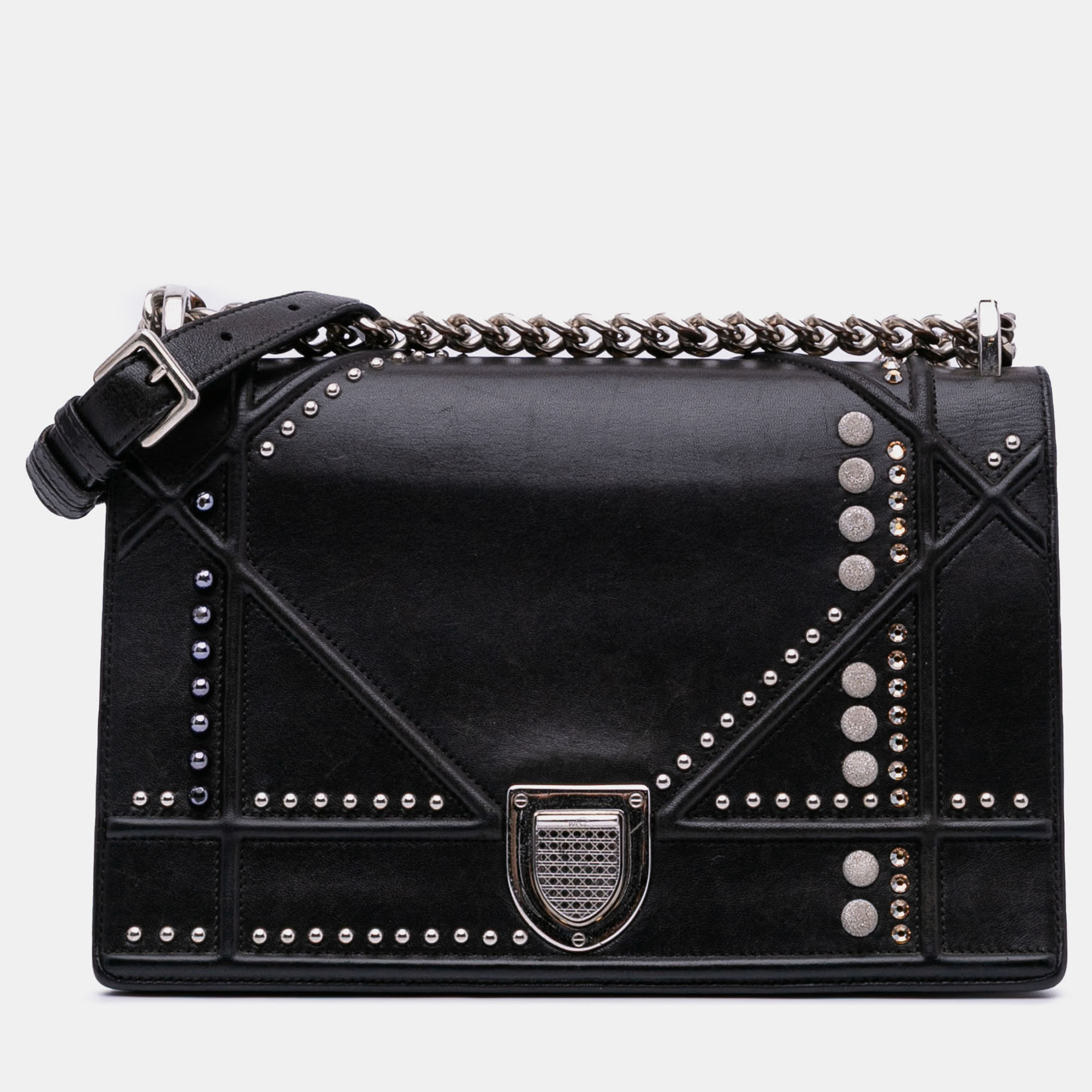 

Dior Black Medium Studded Lambskin Diorama Flap