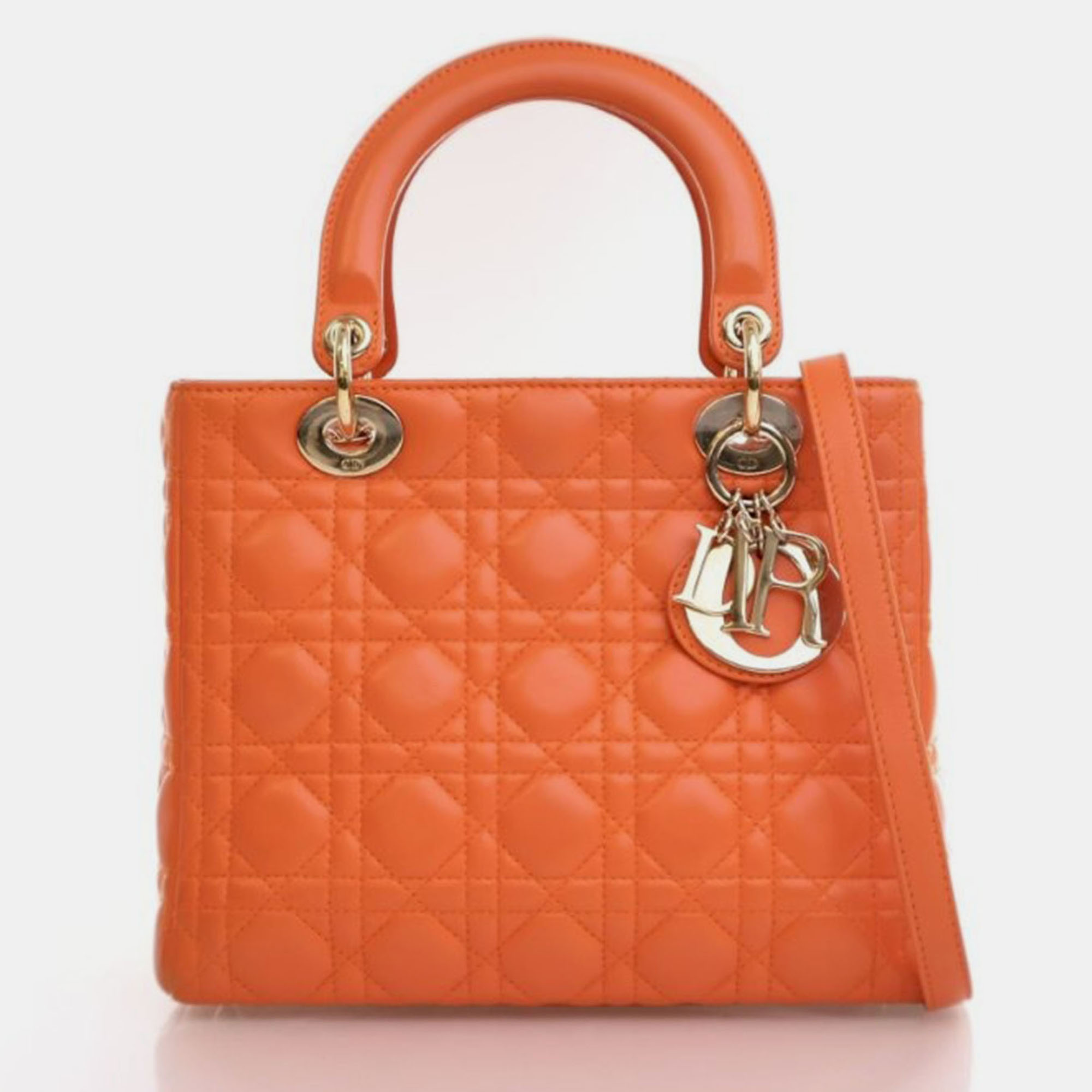 

Dior Medium Lambskin Lady Dior, Orange