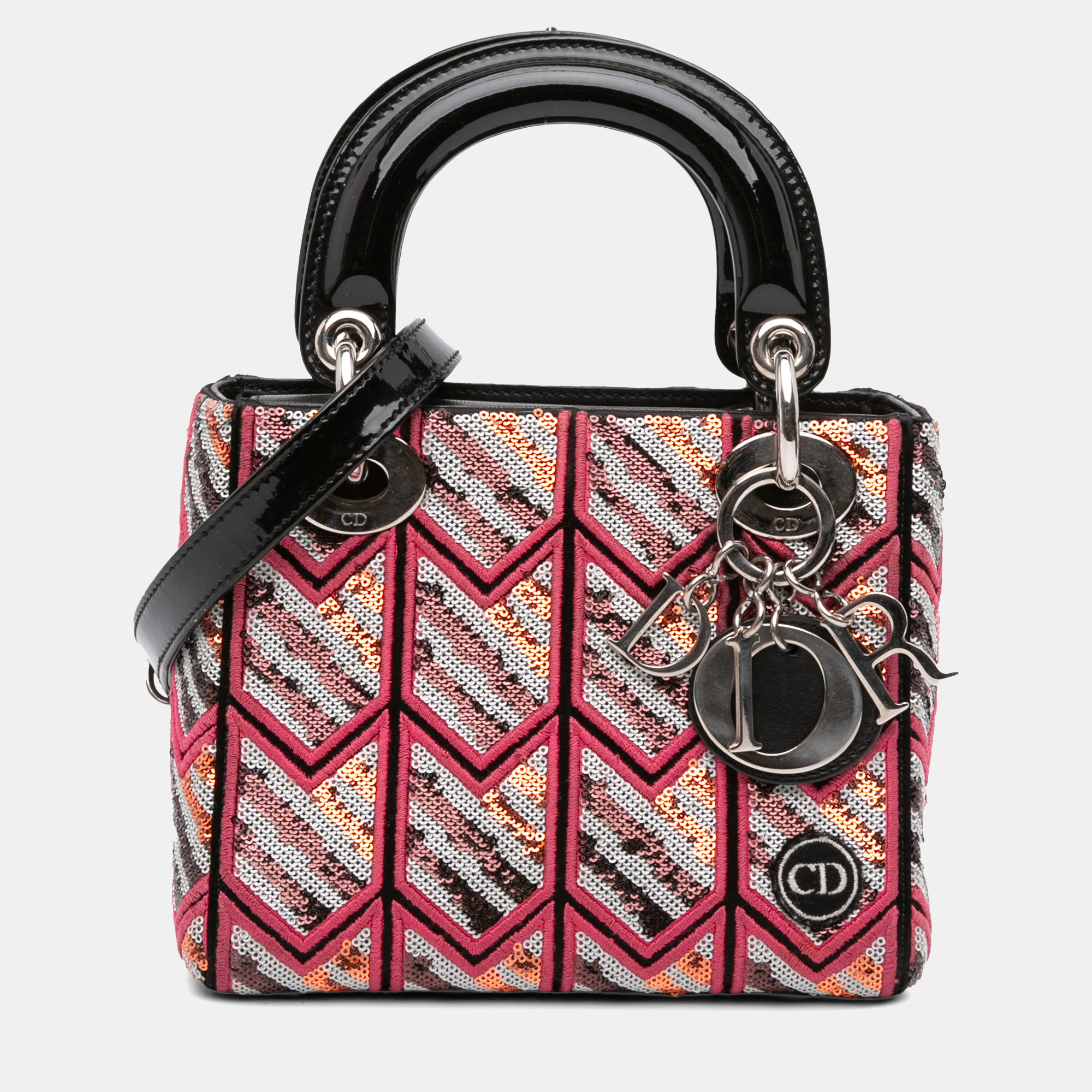 

Dior Pink Mini Patent Sequined Lady Dior