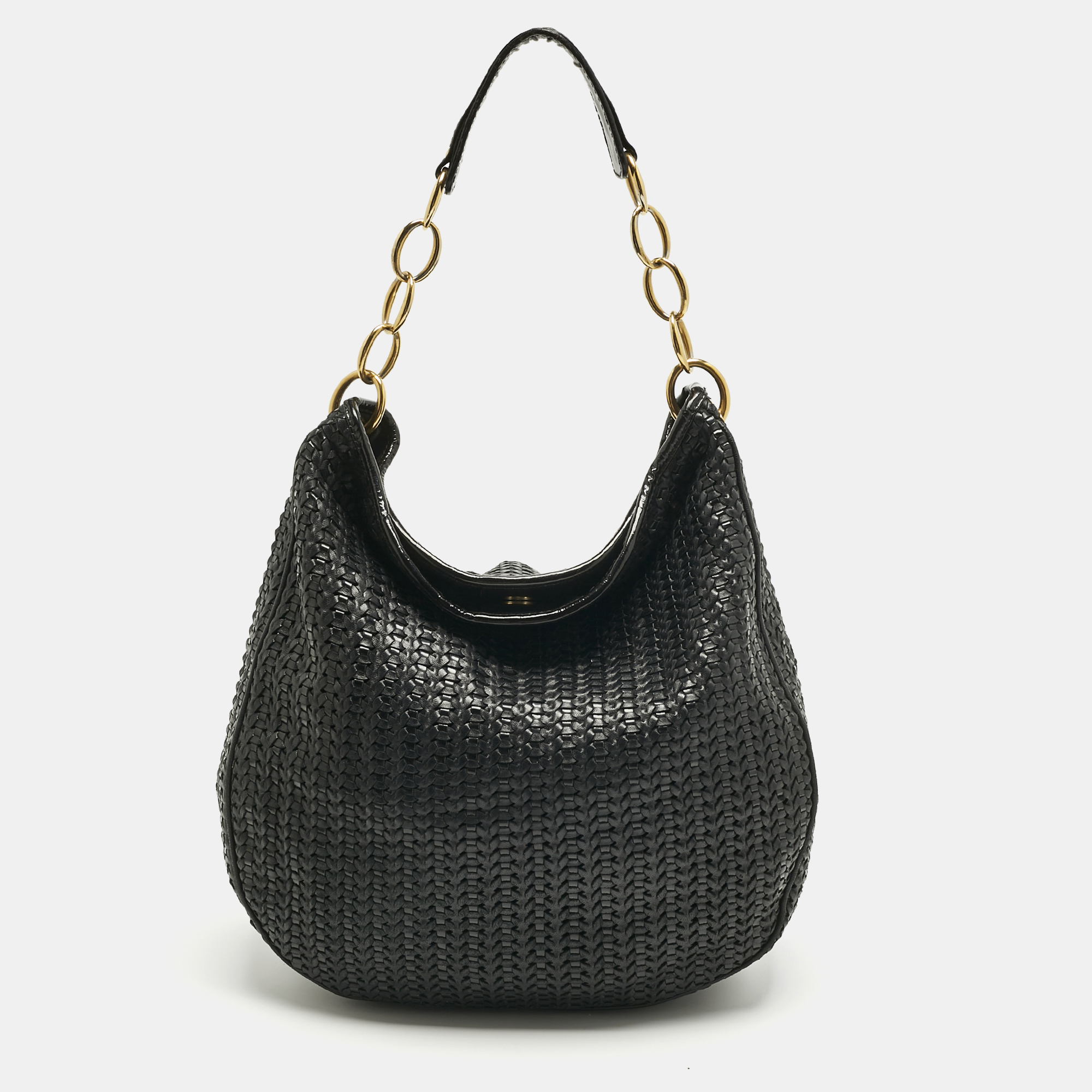 

Dior Black Woven Leather Lady Dior Soft Hobo