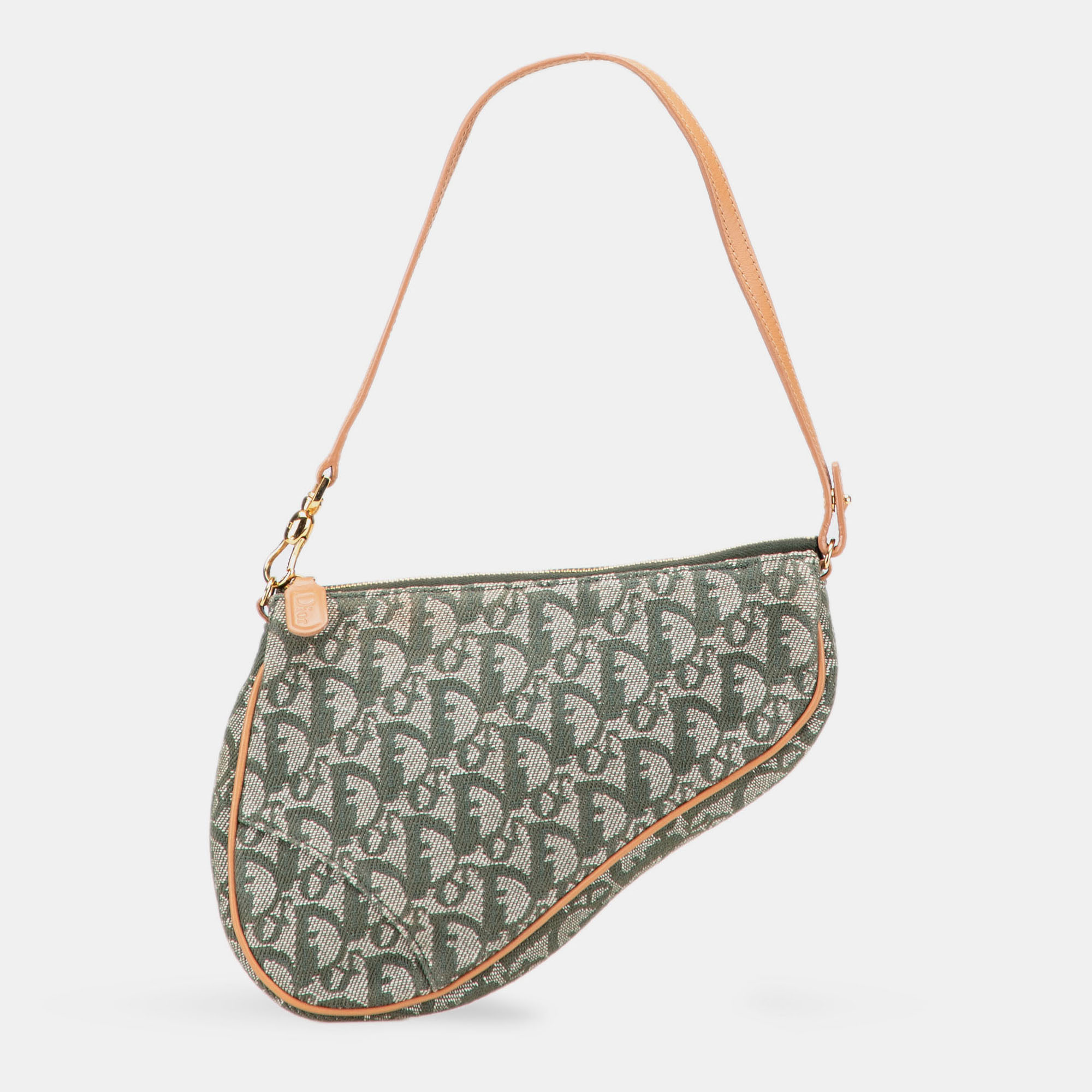 

Dior Green Mini Diorissimo Canvas Saddle Pochette