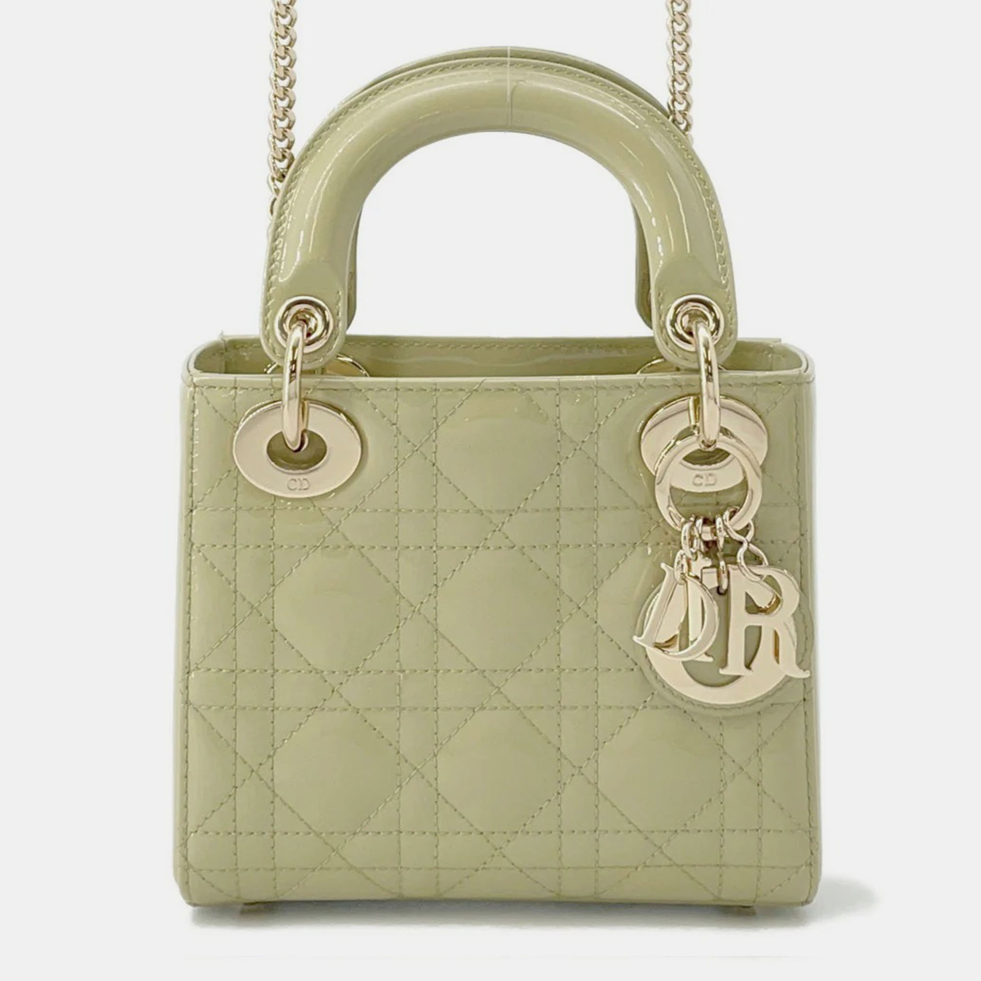 Pre-owned Dior Light Green Patent Leather Mini 2way Handbag