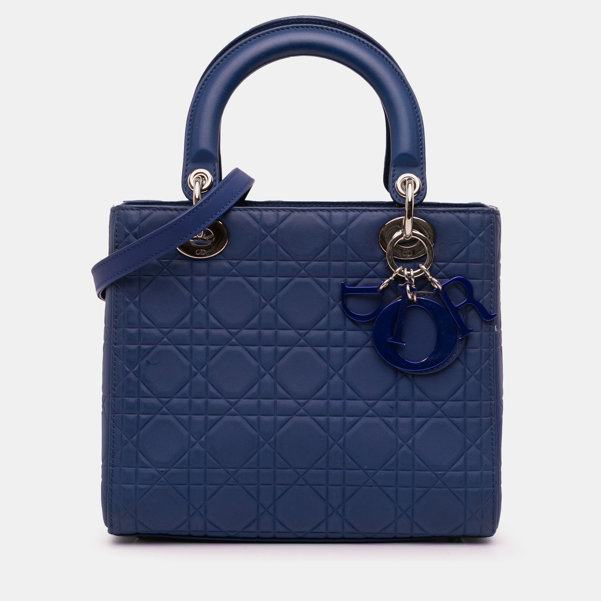 

Dior Blue Medium Ultra Matte Calfskin Embossed Cannage Lady Dior
