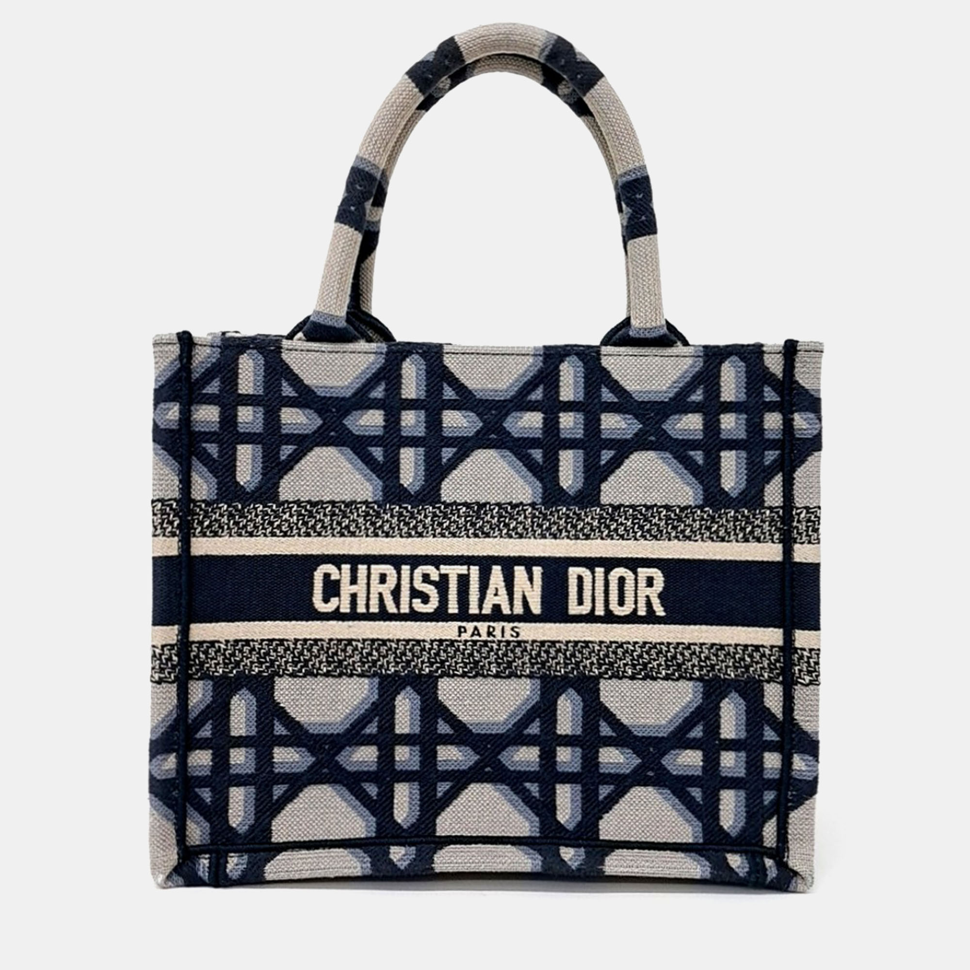 

Dior Blue Fabric Book Tote Bag