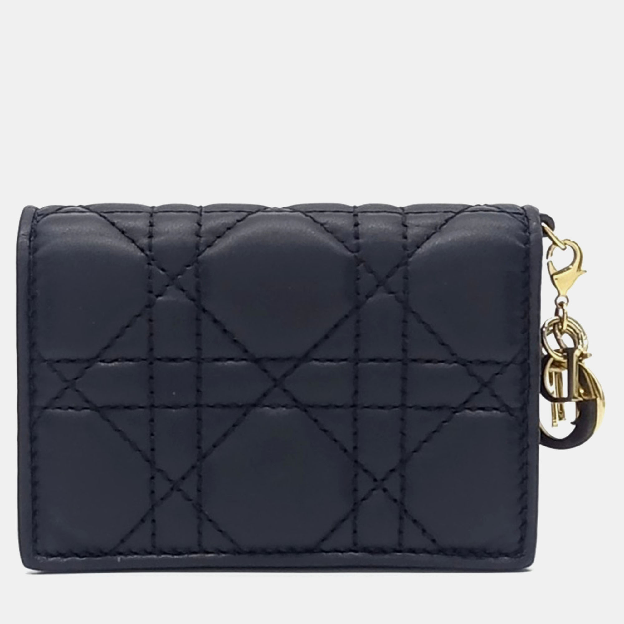 Pre-owned Dior Black Leather Cannage Card Holder