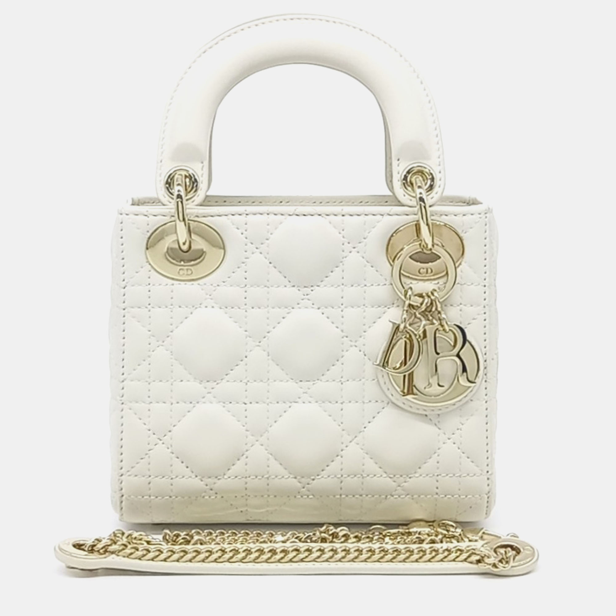 

Dior White Leather Lady Bag Mini