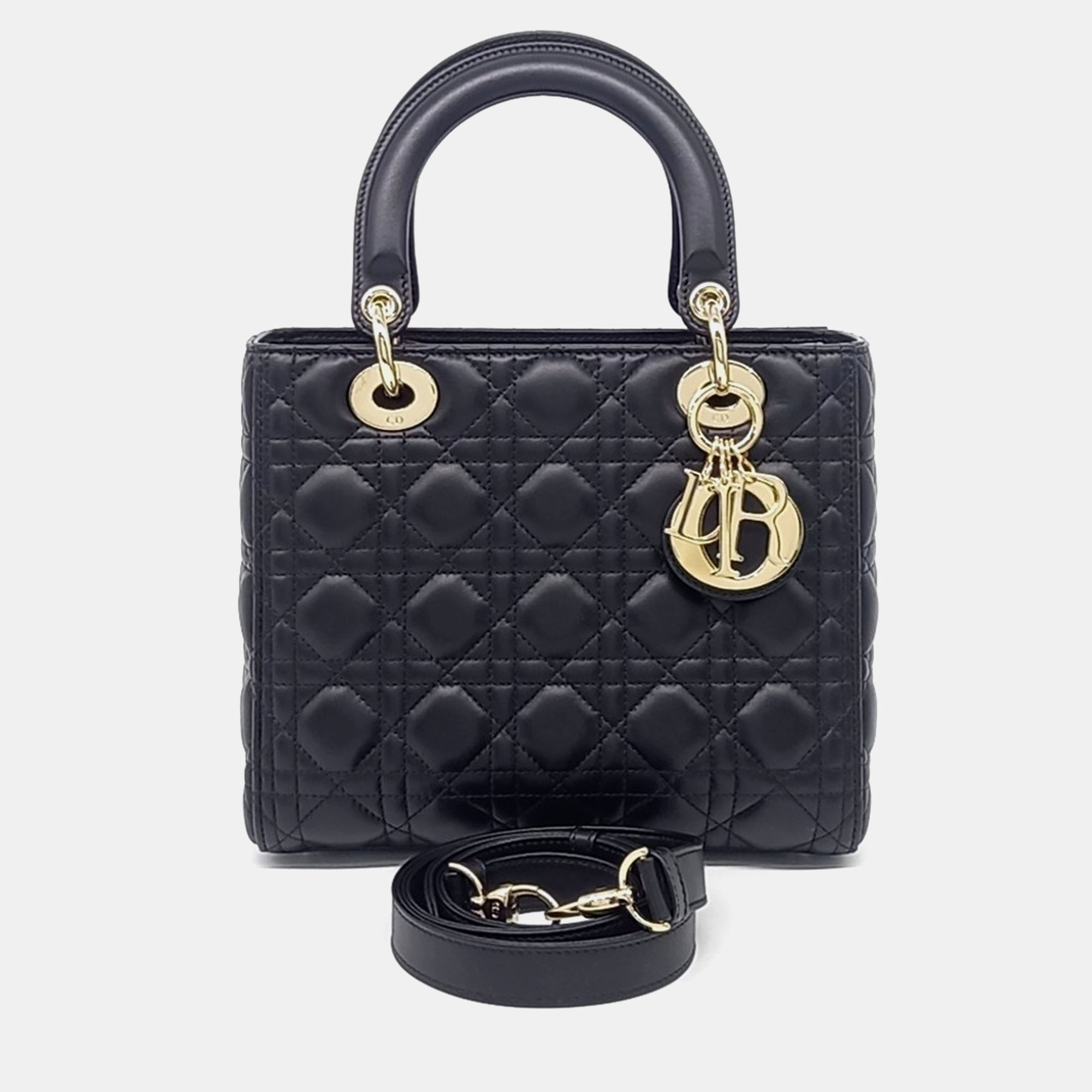 

Dior Black Leather Lady Bag Medium