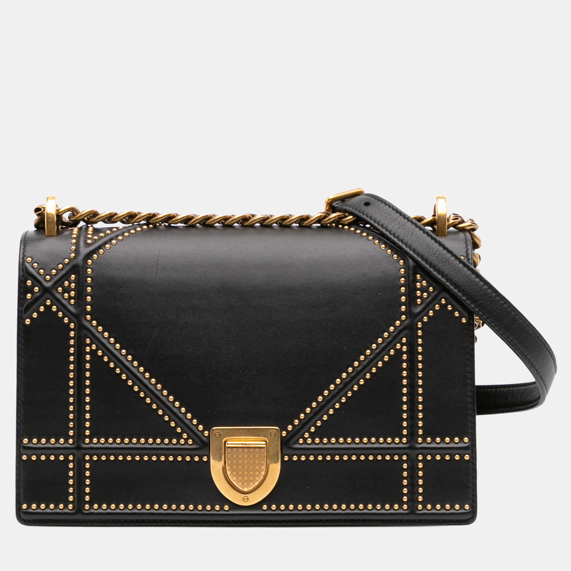 

Dior Black Medium Studded Lambskin Diorama Flap