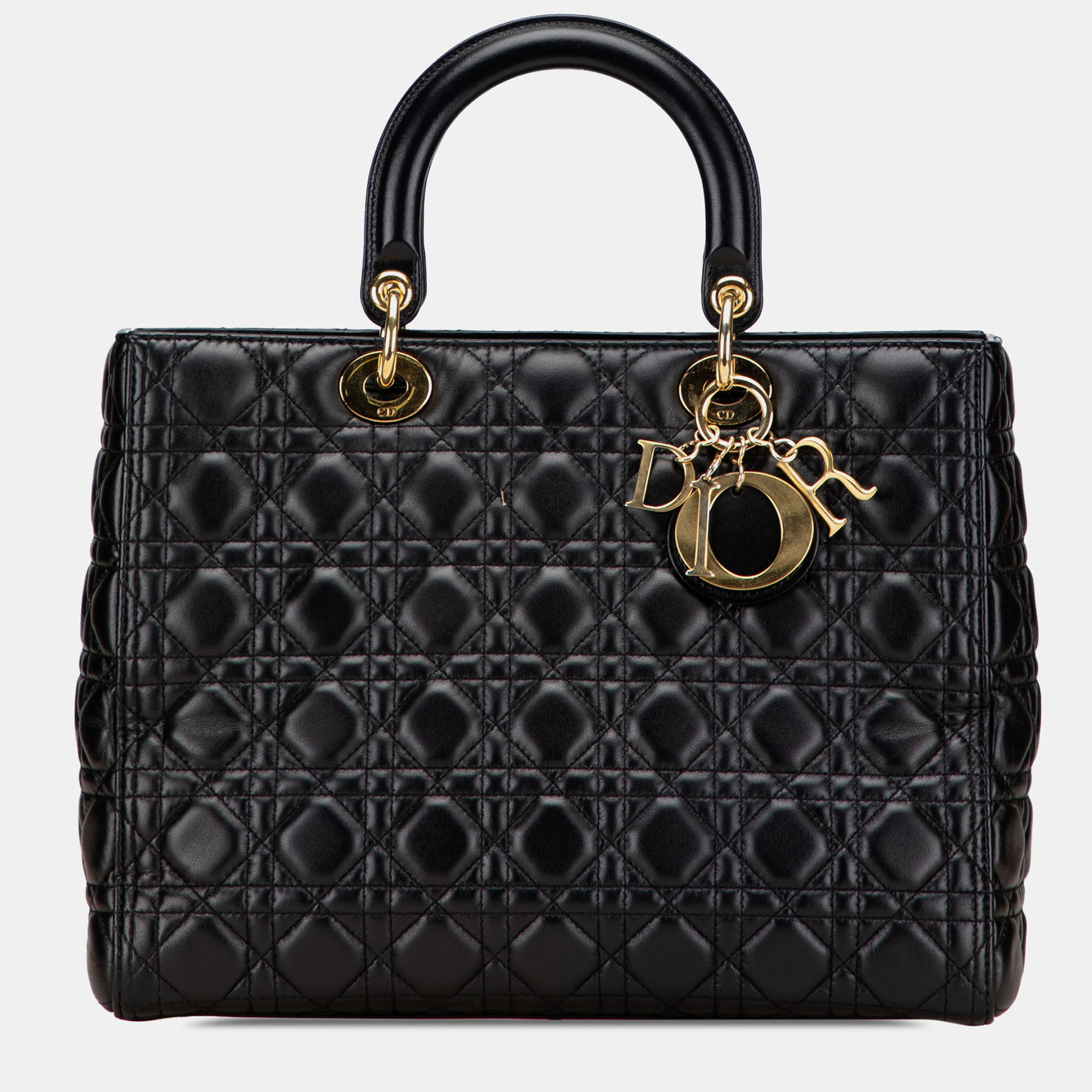 

Dior Black Large Lambskin Cannage Lady Dior