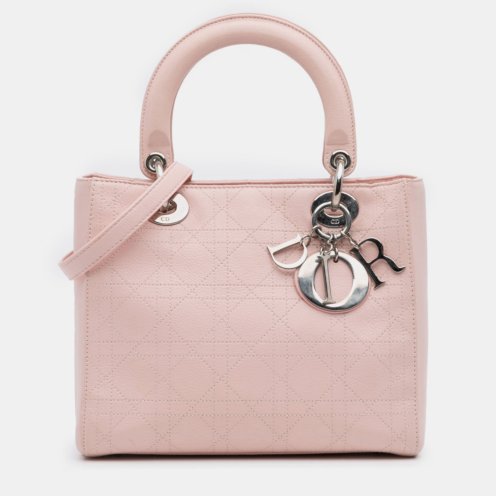 

Dior Pink Medium Calfskin Cannage Stitched Lady Dior