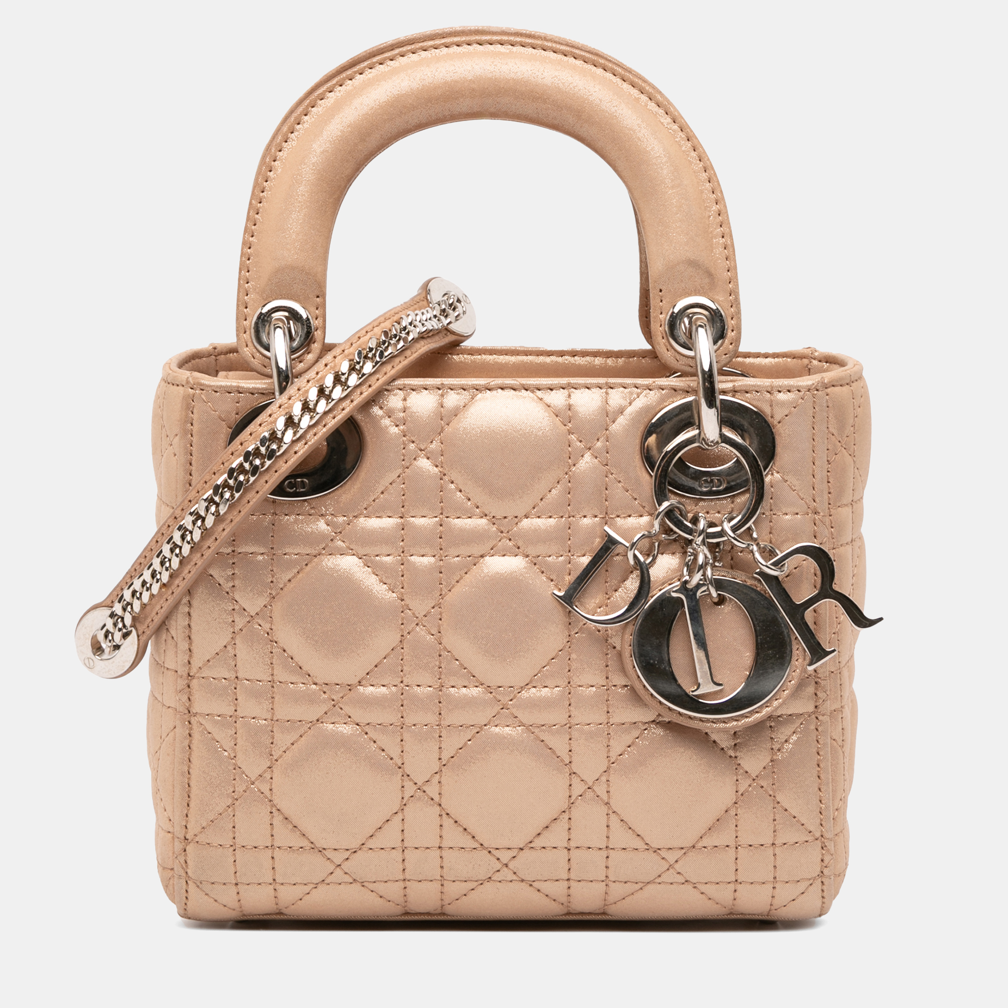 

Dior Gold Mini Iridescent Lambskin Cannage Lady Dior