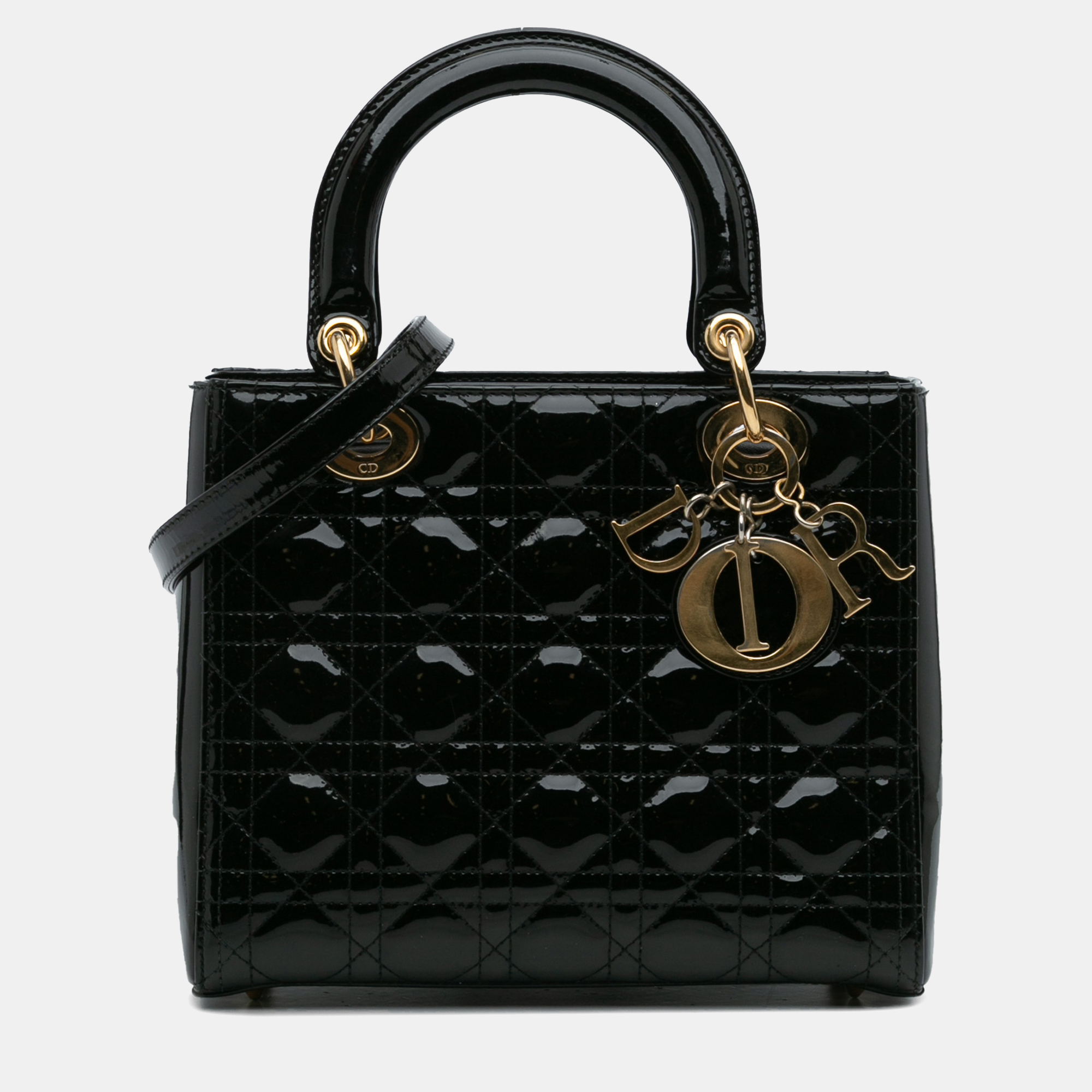 

Dior Black Medium Patent Cannage Lady Dior
