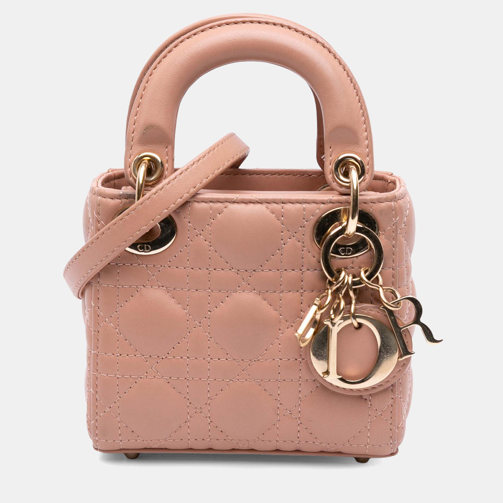 

Dior Nude Micro Lady Dior Lambskin Cannage Bag, Beige