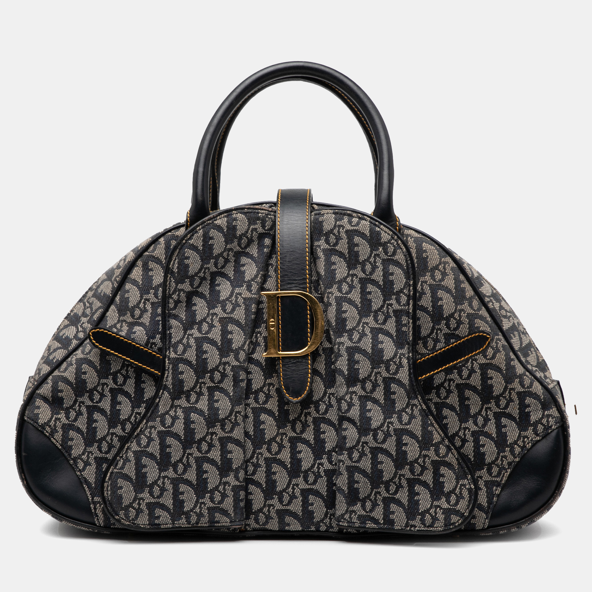 

Dior Blue Diorissimo Canvas Double Saddle Bowler Bag