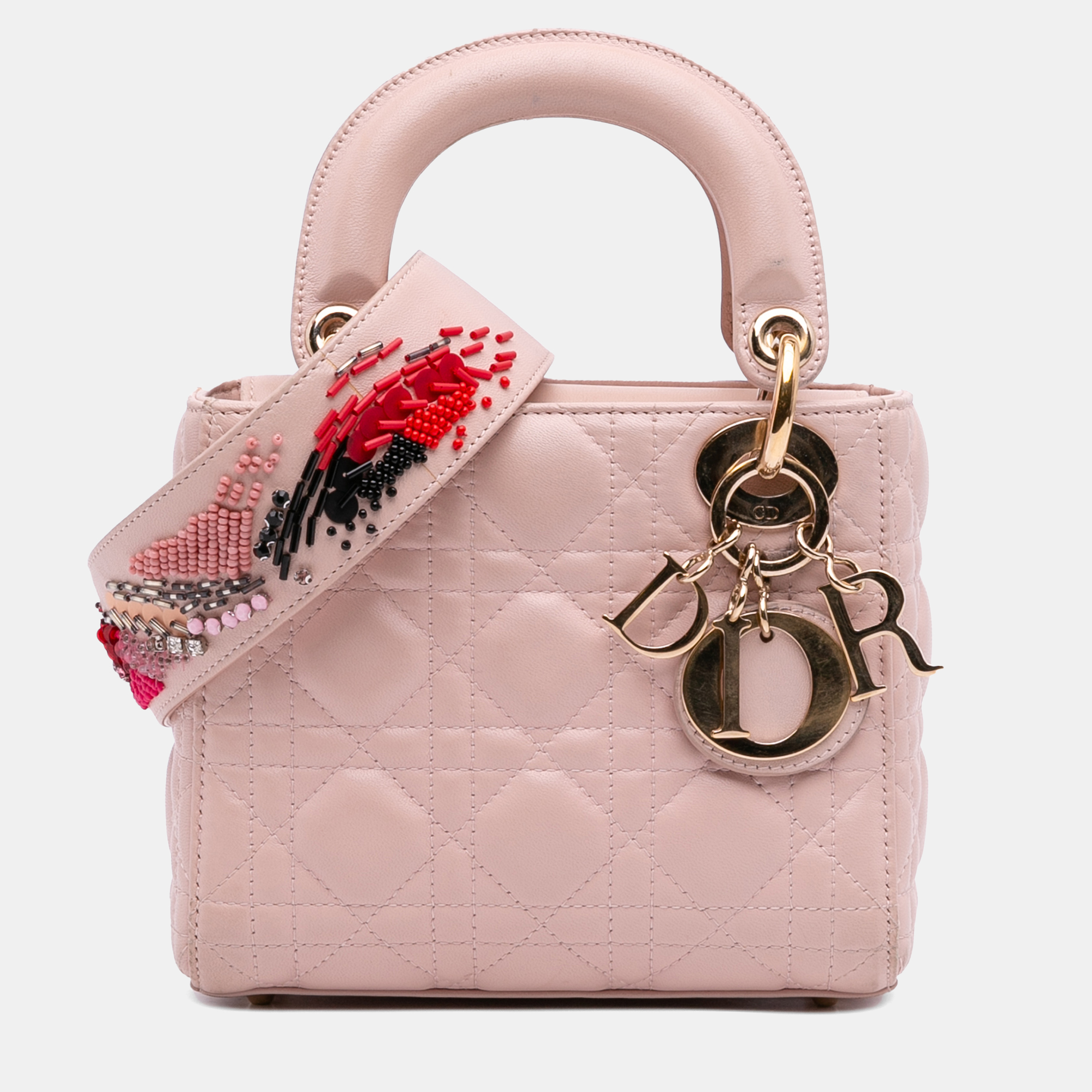 

Dior Pink Mini Lambskin Cannage Lady Dior