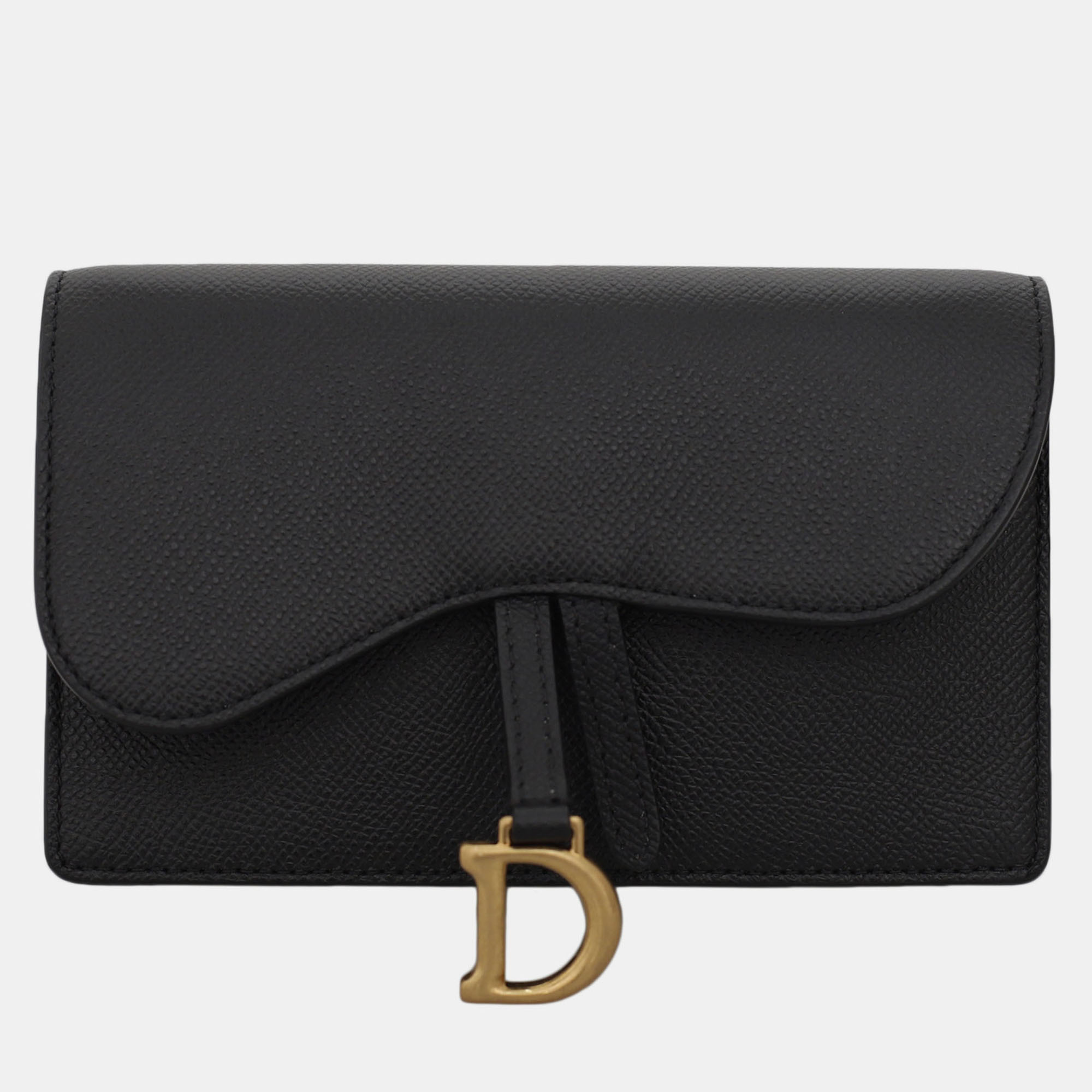 Pre-owned Dior Saddle Belt Pouch In Black