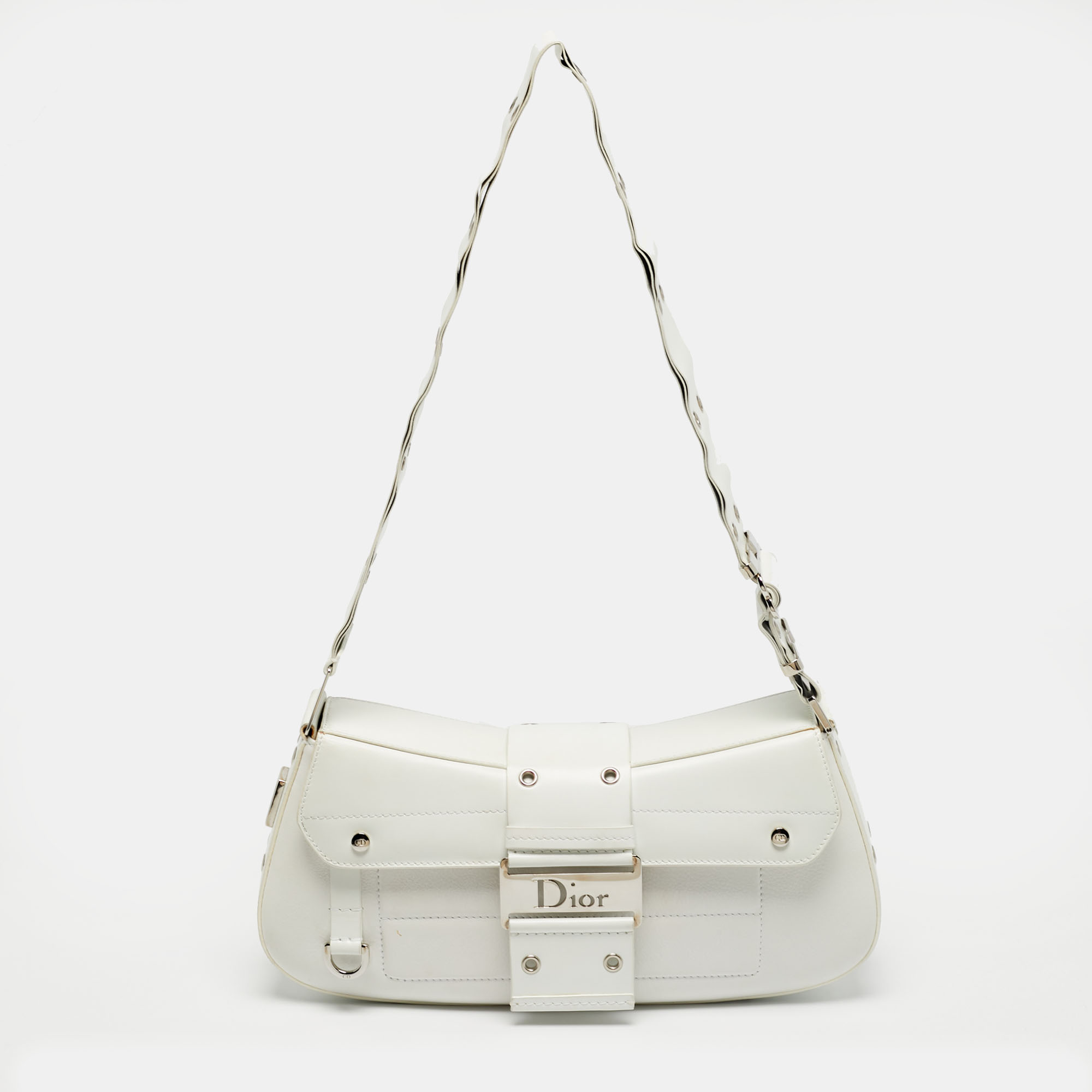 

Dior White Leather Street Chic Columbus Avenue Shoulder Bag