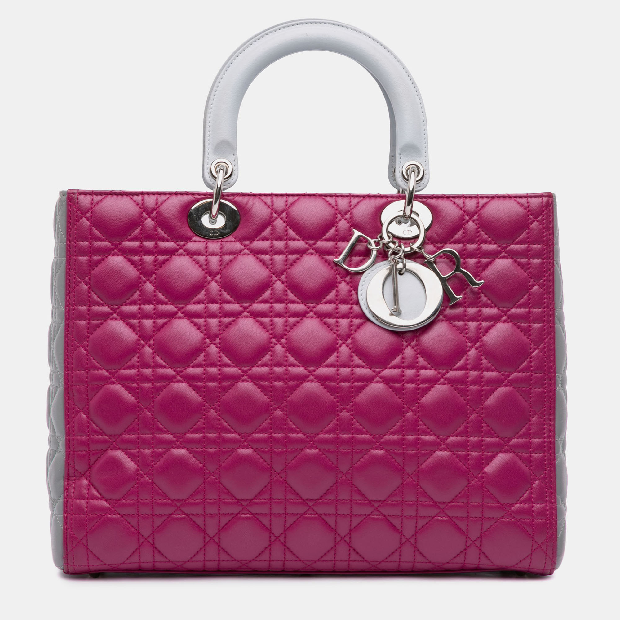 

Dior Pink Large Bicolor Lambskin Cannage Lady Dior