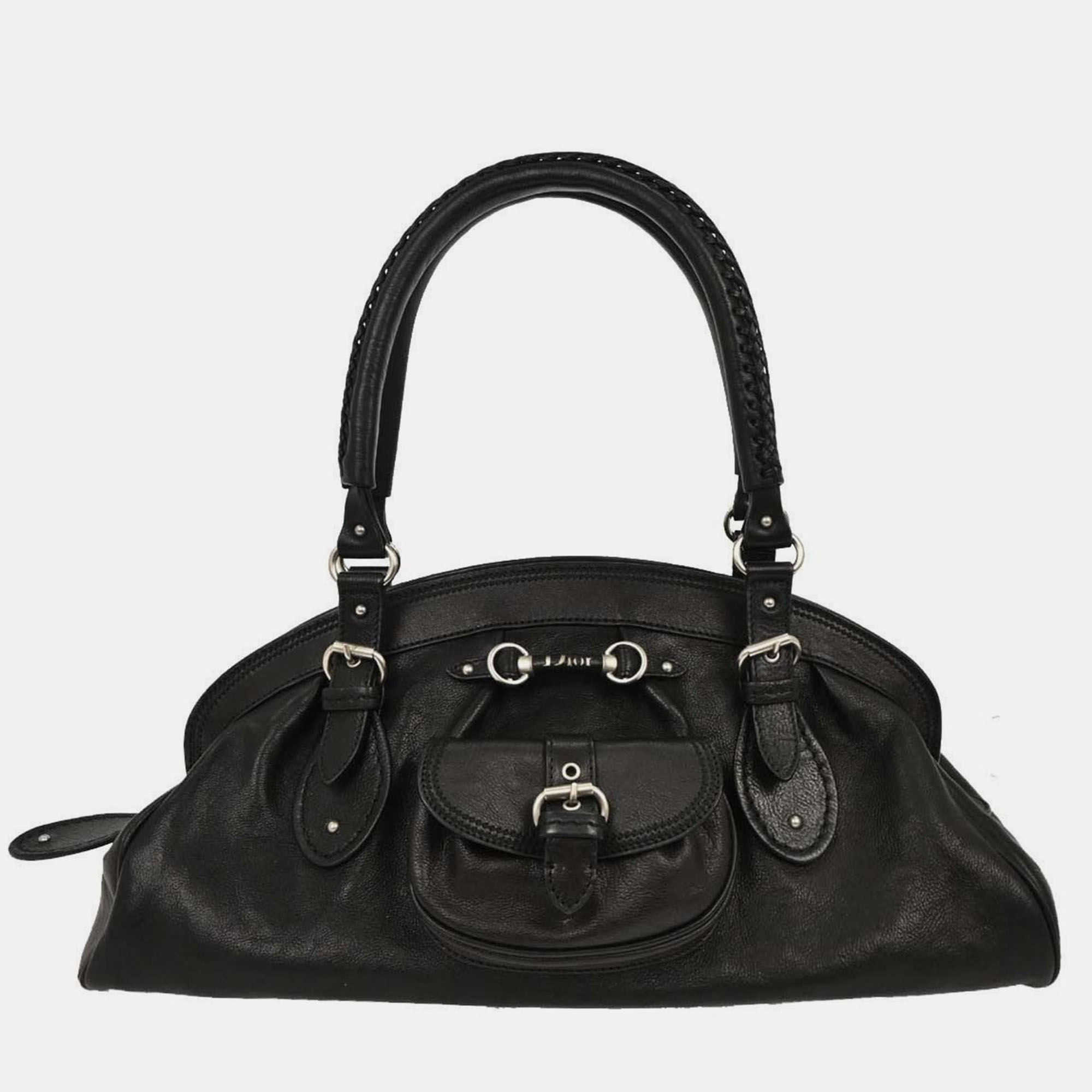 Pre-owned Dior Christian Black Leather My Frame Bowling Handbag