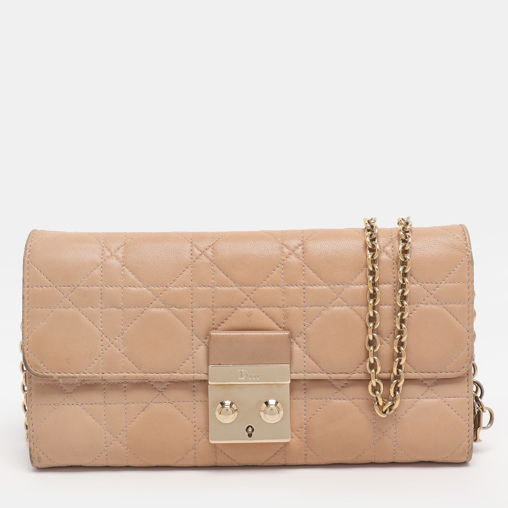 

Dior Beige Cannage Leather Miss Dior Promenade Wallet on Chain