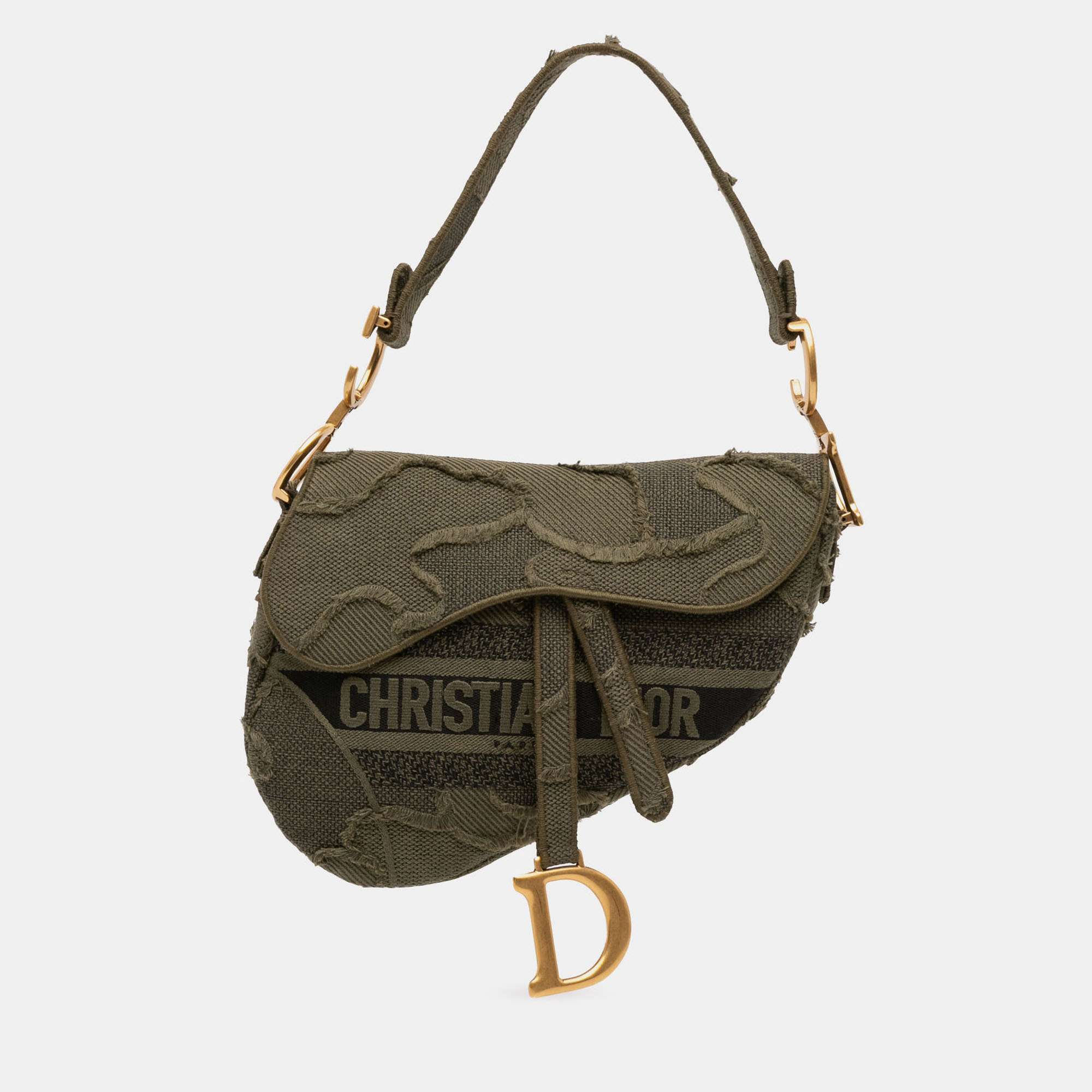 

Dior Green Camouflage Canvas Embroidered Saddle Bag