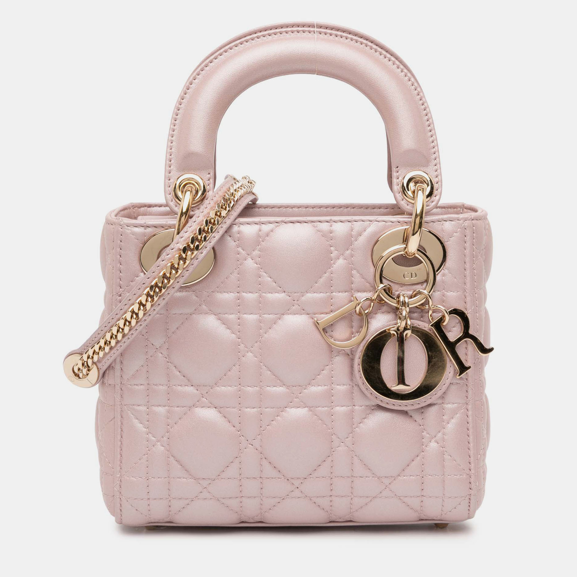 

Dior Pink Mini Lambskin Cannage Lady Dior