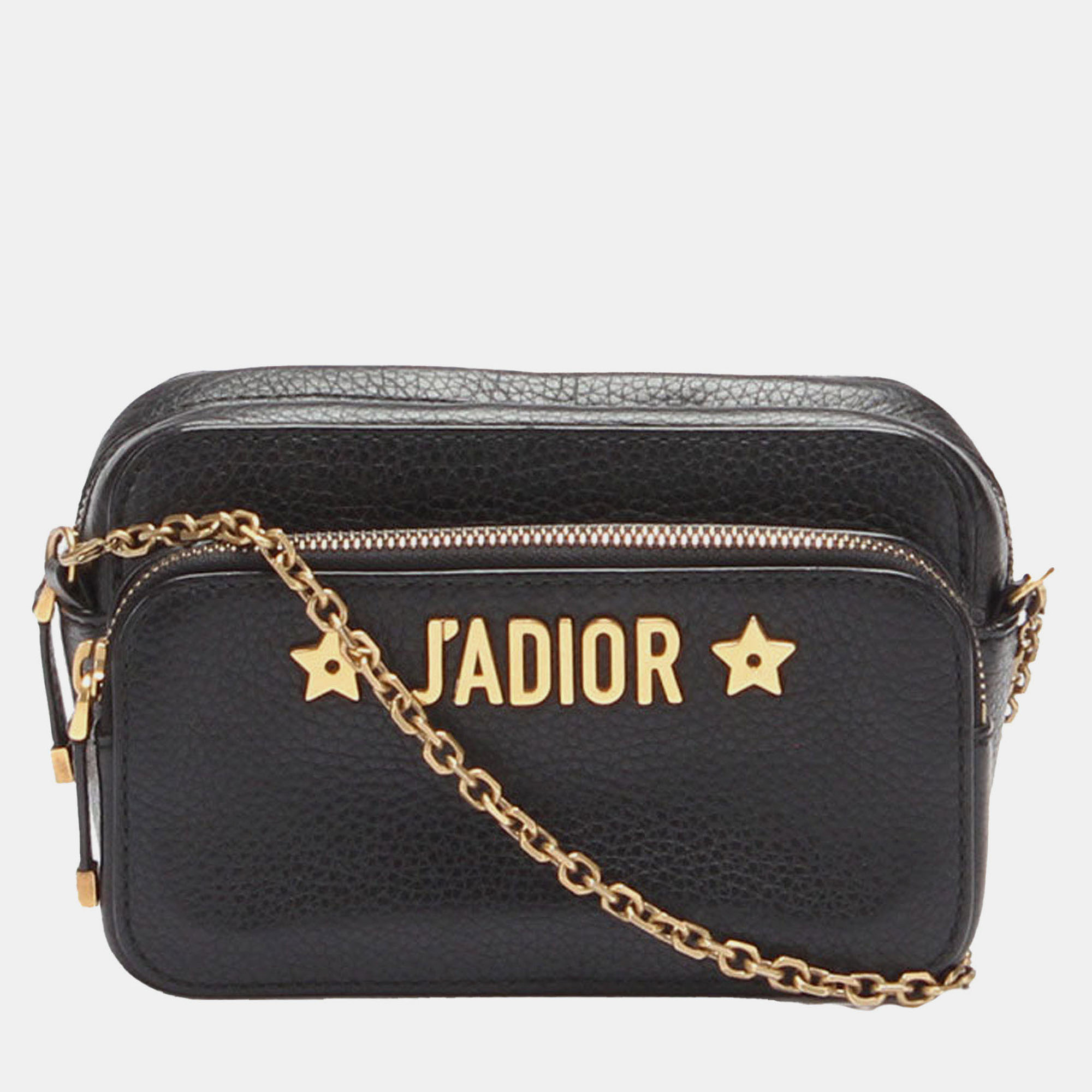 Pre-owned Dior Black J'a Camera Case Clutch With Chain