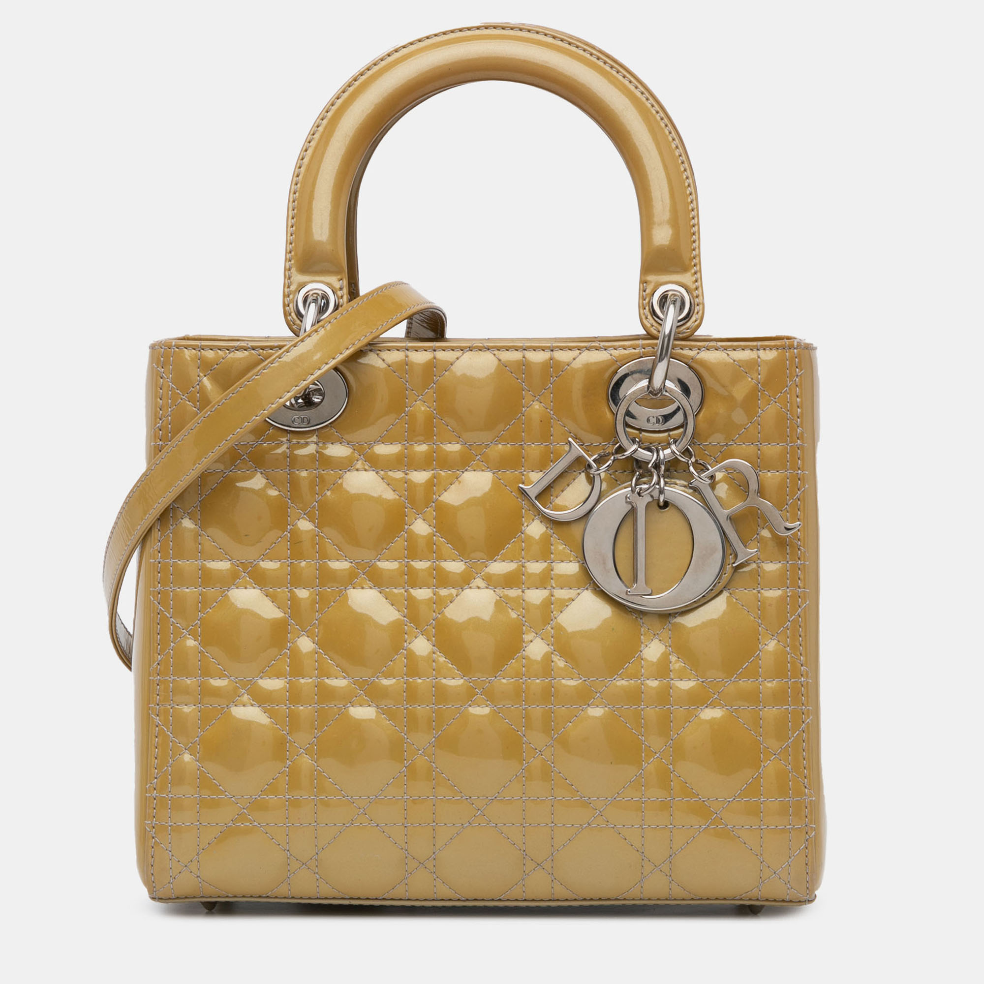 

Dior Brown Medium Patent Cannage Lady Dior