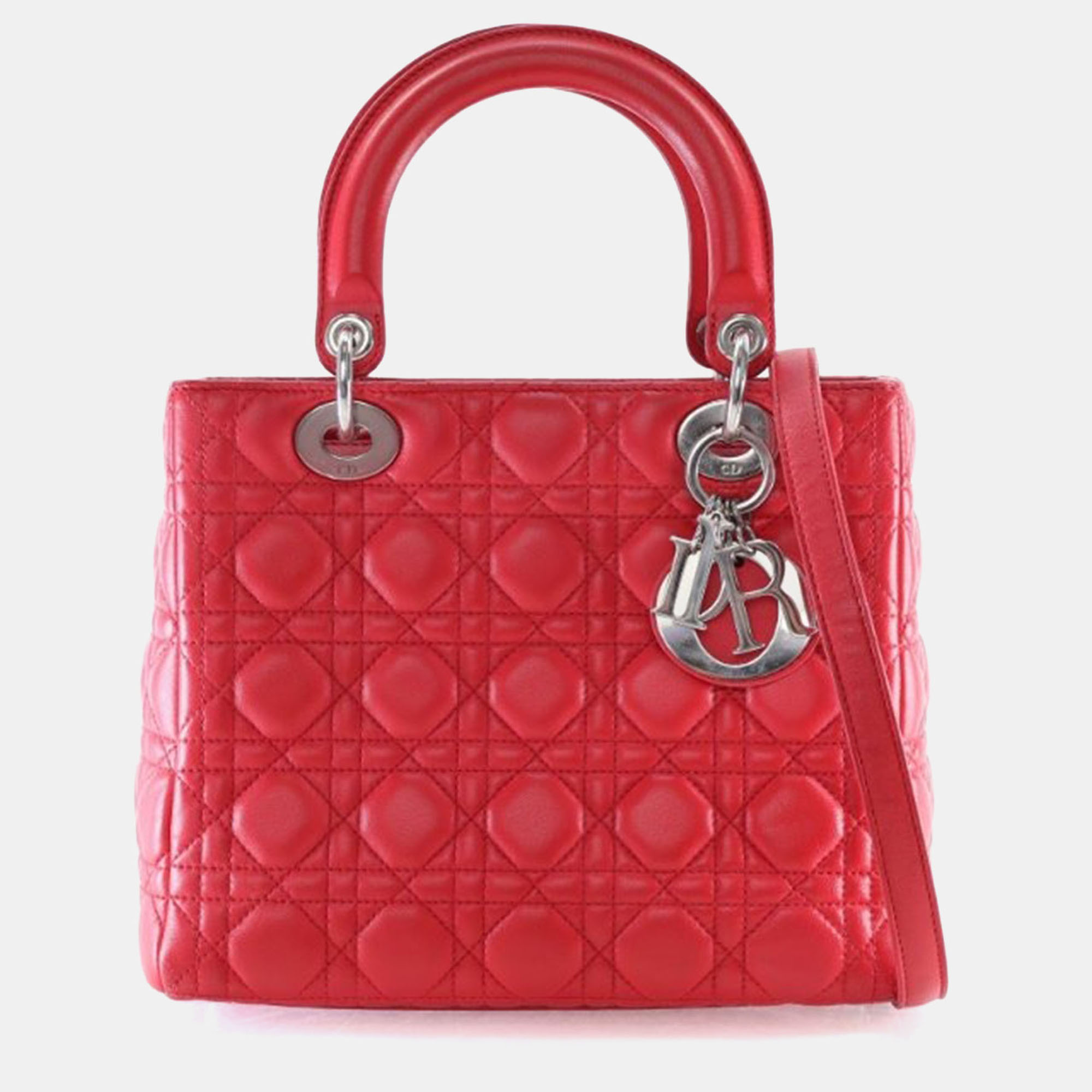 

Dior Medium Lambskin Lady Dior, Red