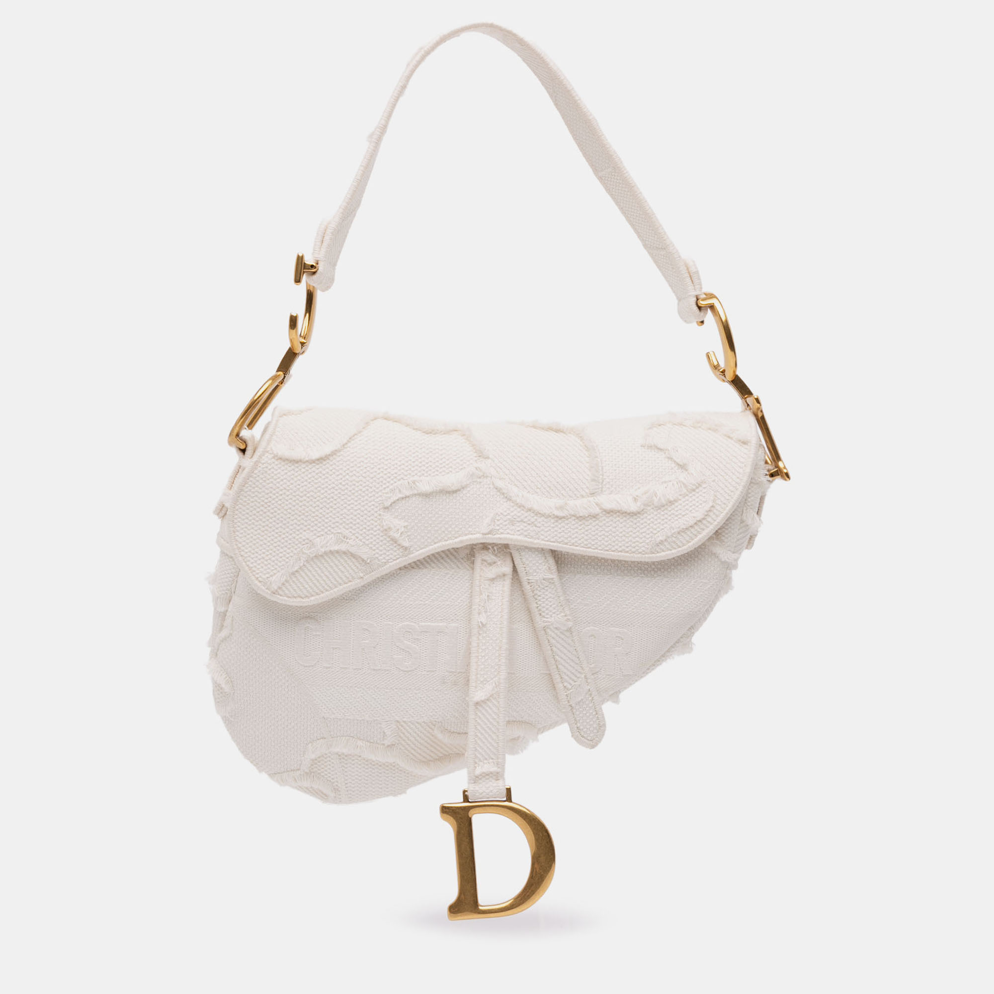 

Dior White Canvas Embroidered Camouflage Saddle Bag