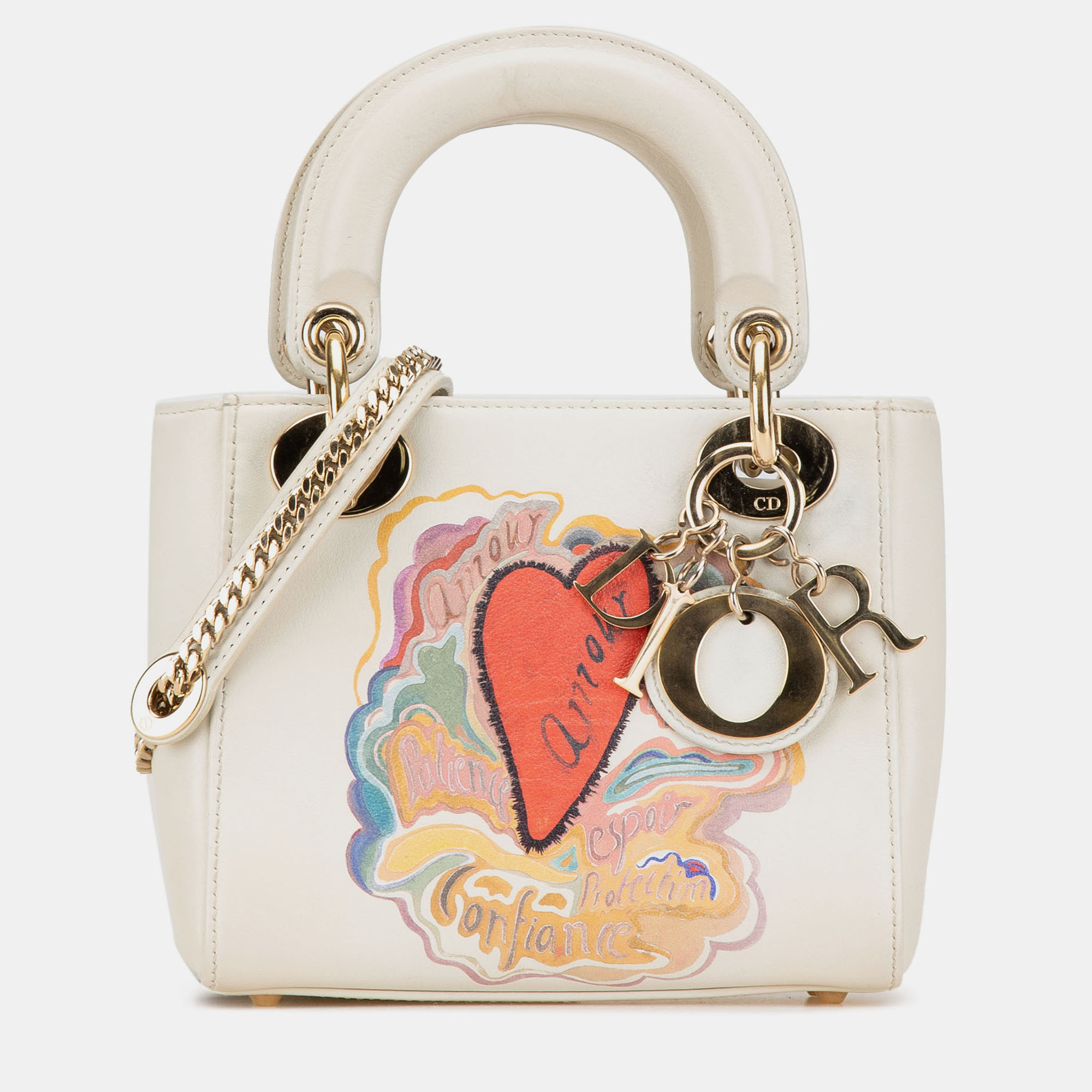 

Dior White Niki De Saint Phalle Mini Calfskin Dioramour Lady Dior