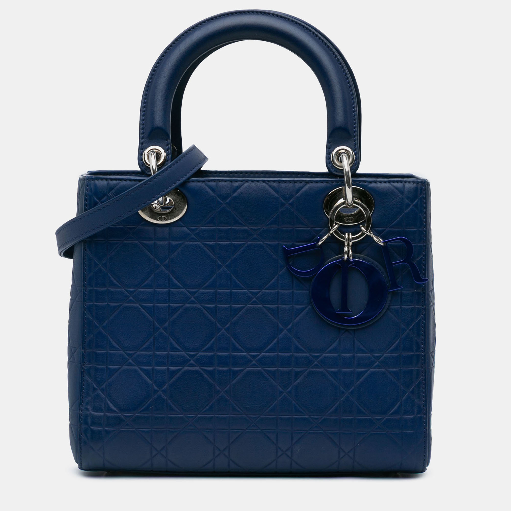 

Dior Blue Medium Ultra Matte Calfskin Cannage Embossed Lady Dior