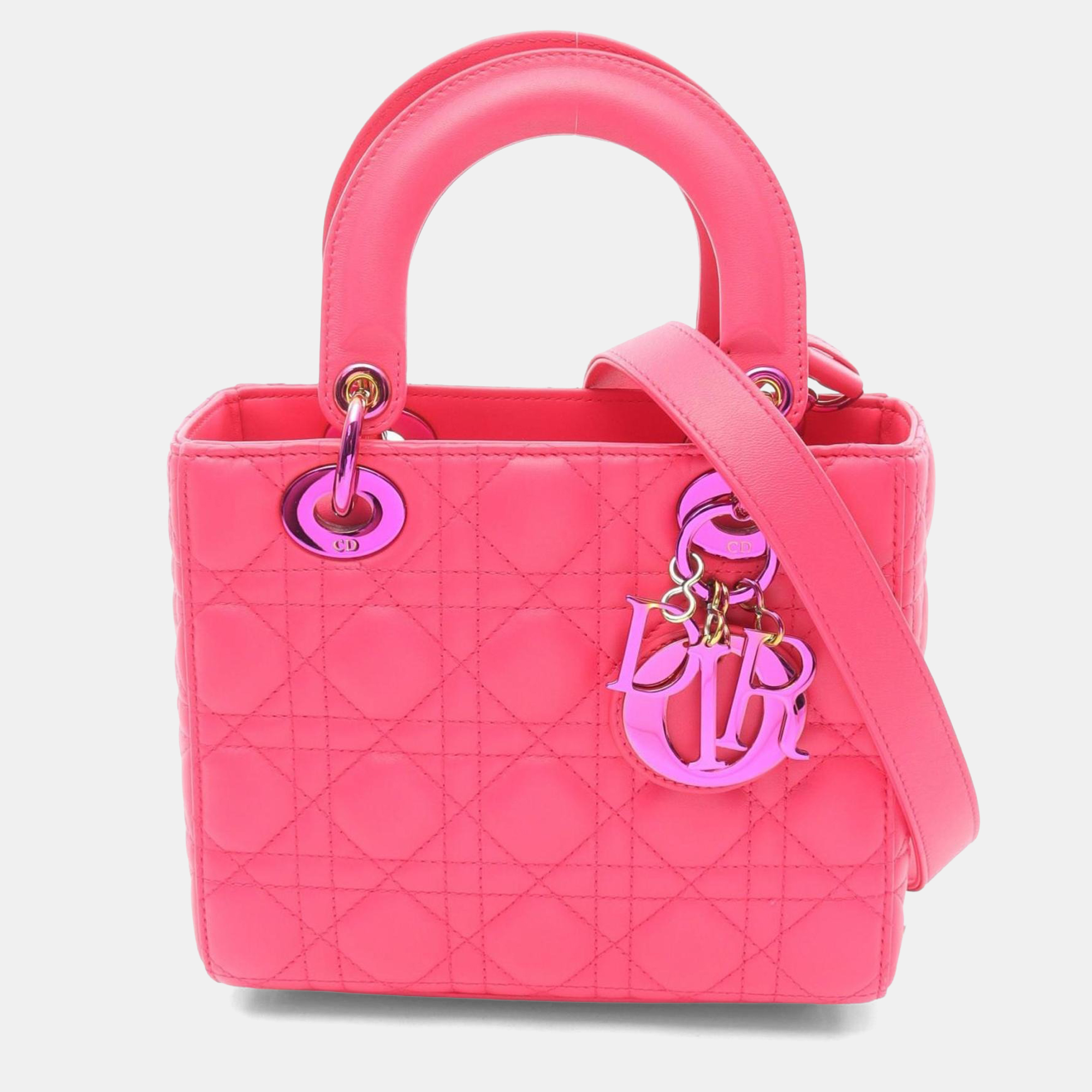 

Christian Dior Dior Lady Small Cannage Handbag Leather Pink