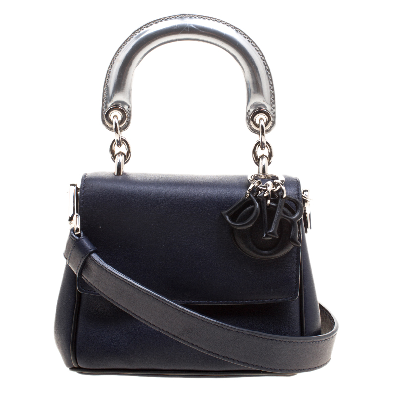 dark blue leather bag