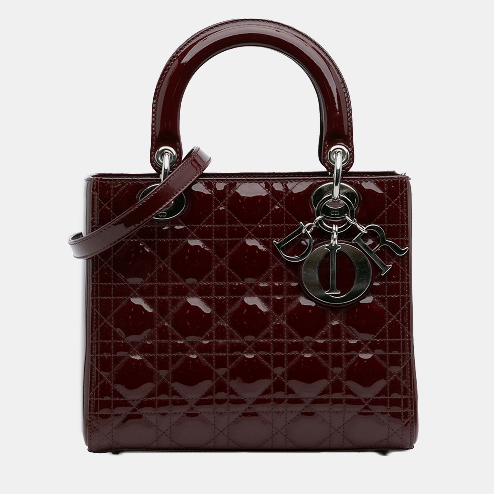 

Dior Red Medium Patent Cannage Lady Dior