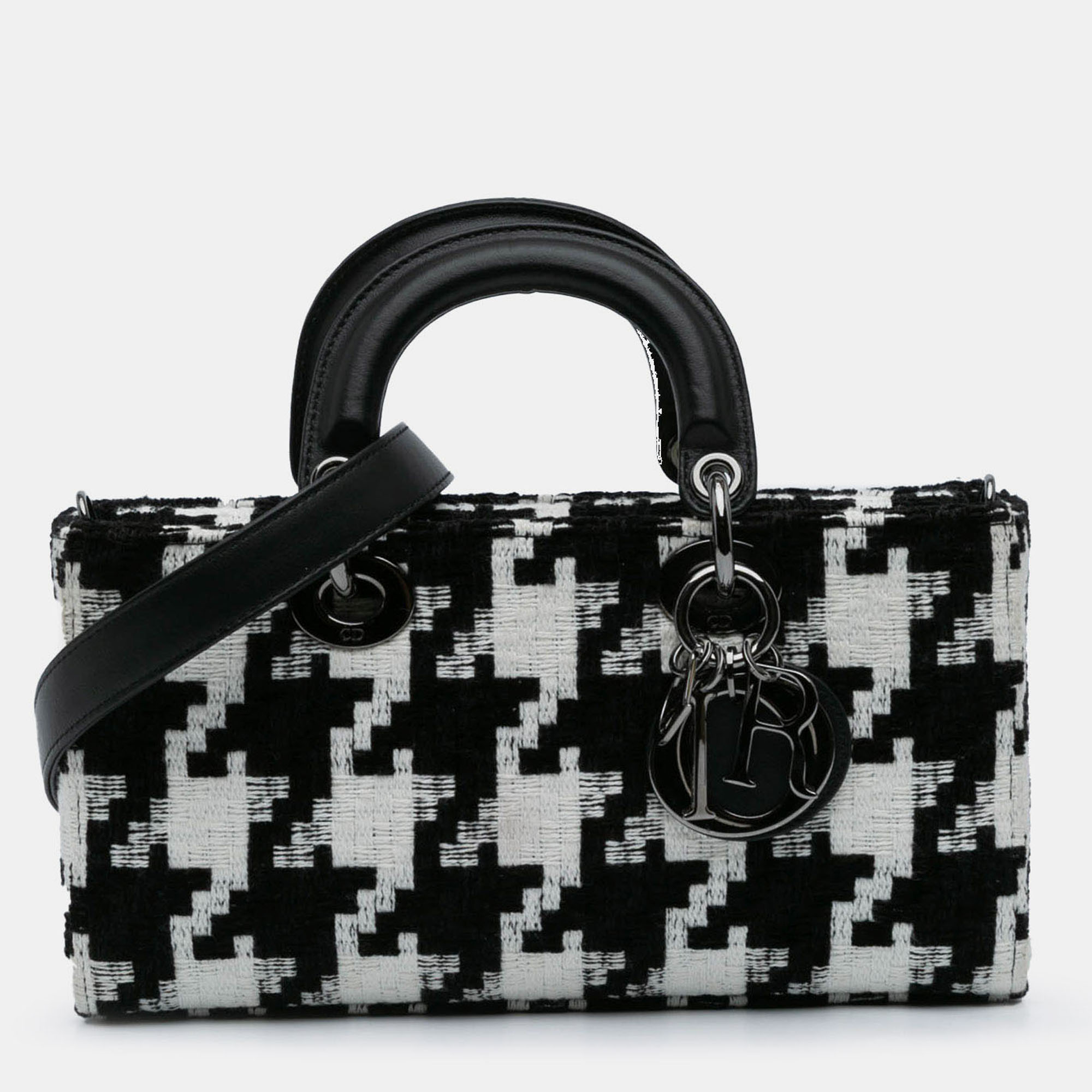 

Dior Black Medium Canvas Macro Houndstooth Lady D Joy
