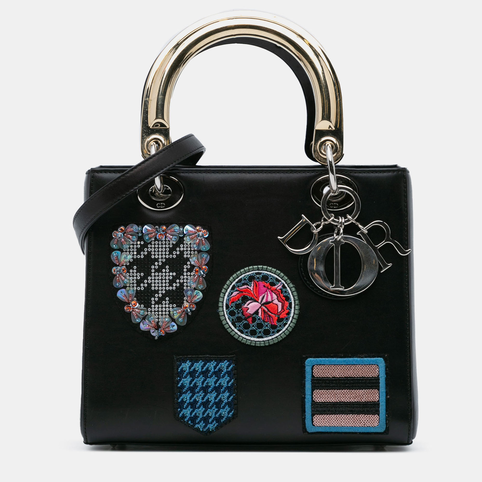 

Dior Black Medium Calfskin Patch Embellished Lady Dior