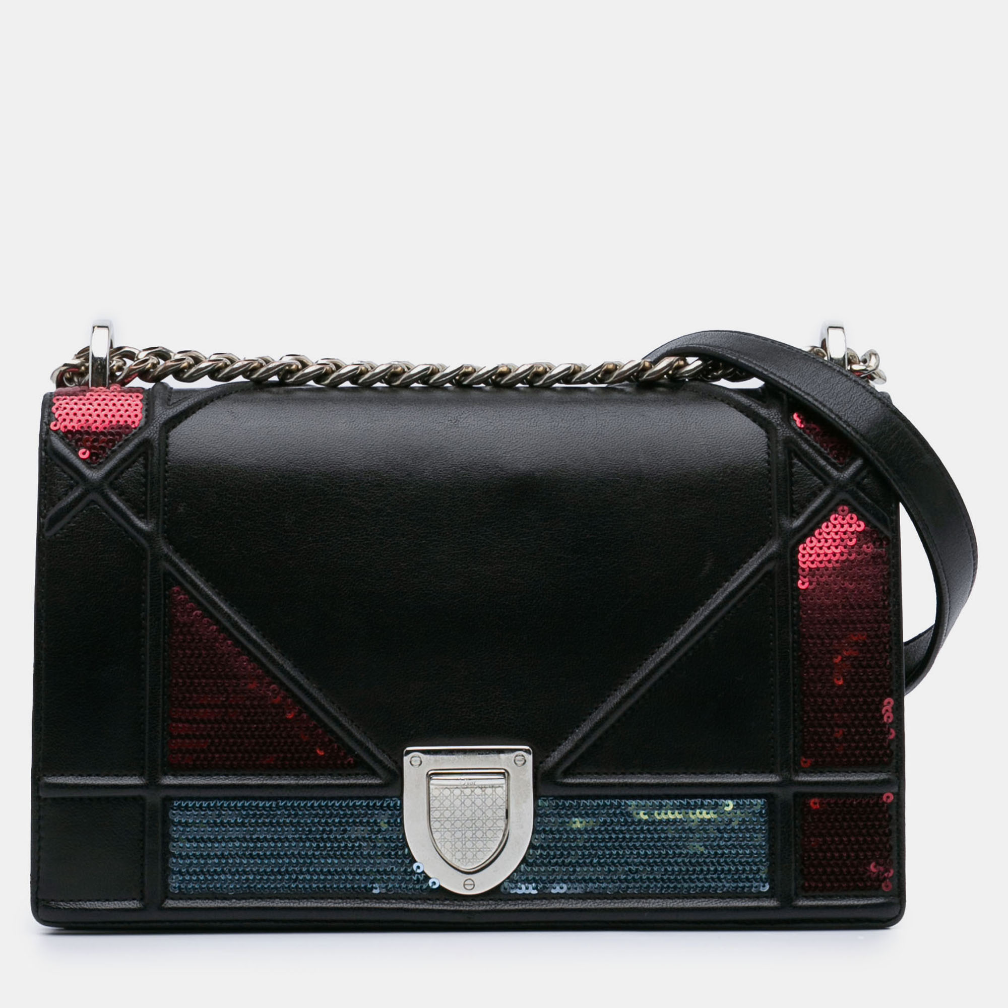 

Dior Black Medium Lambskin Sequin Diorama Flap