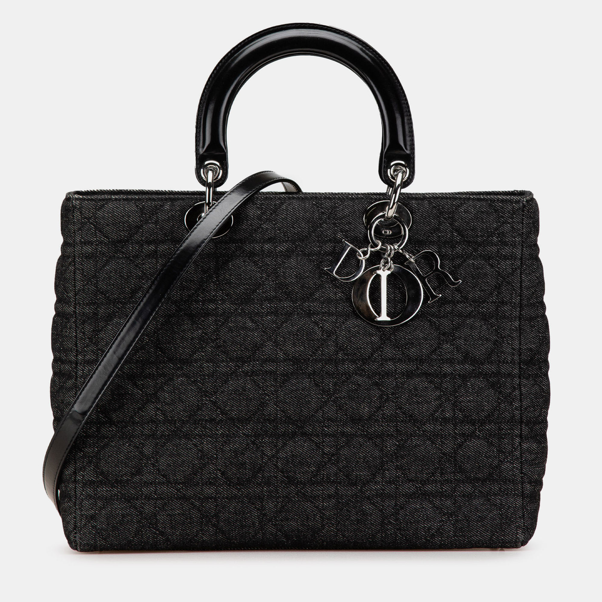 

Dior Black Large Denim Cannage Lady Dior