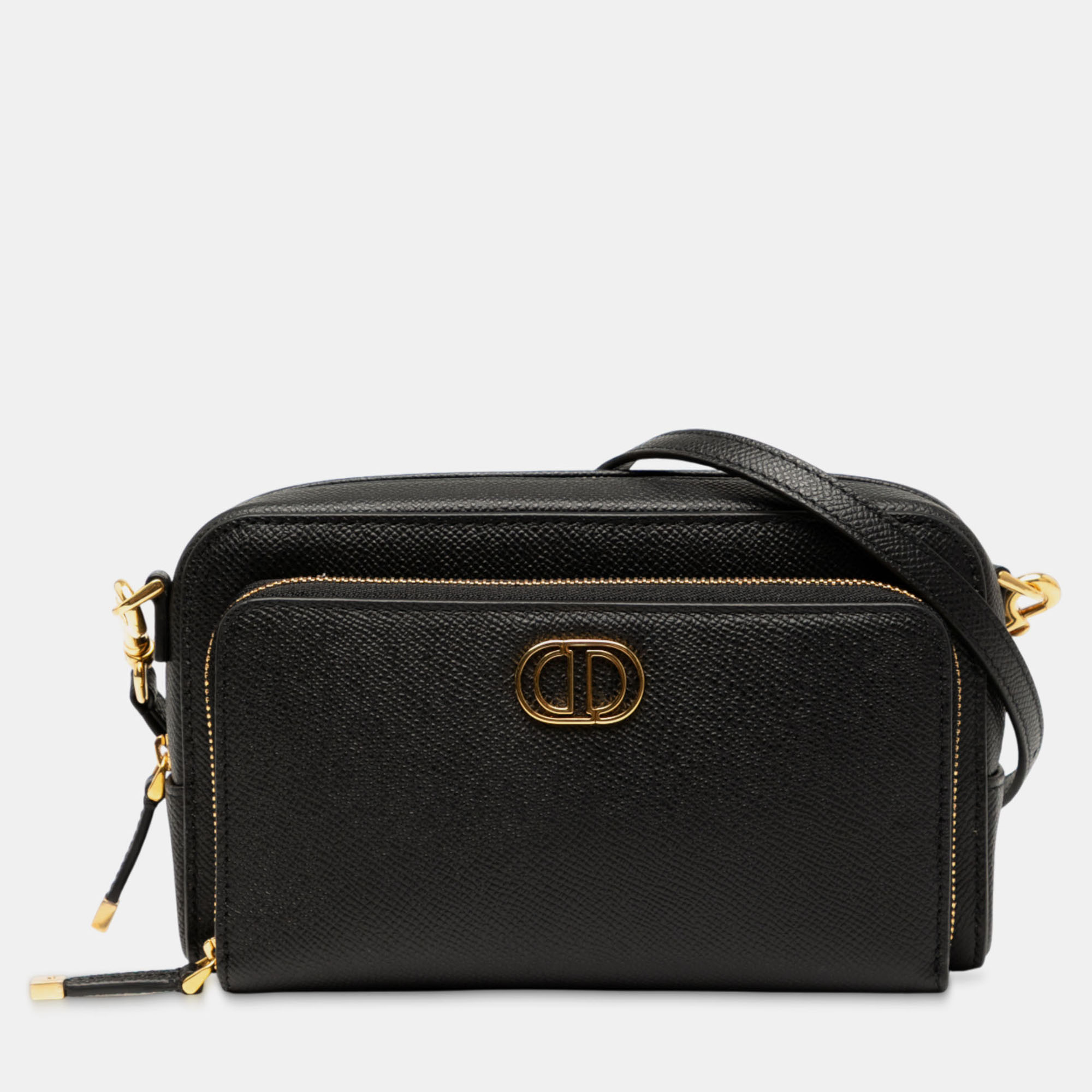 

Dior Black Grained Calfskin Caro Double Pouch