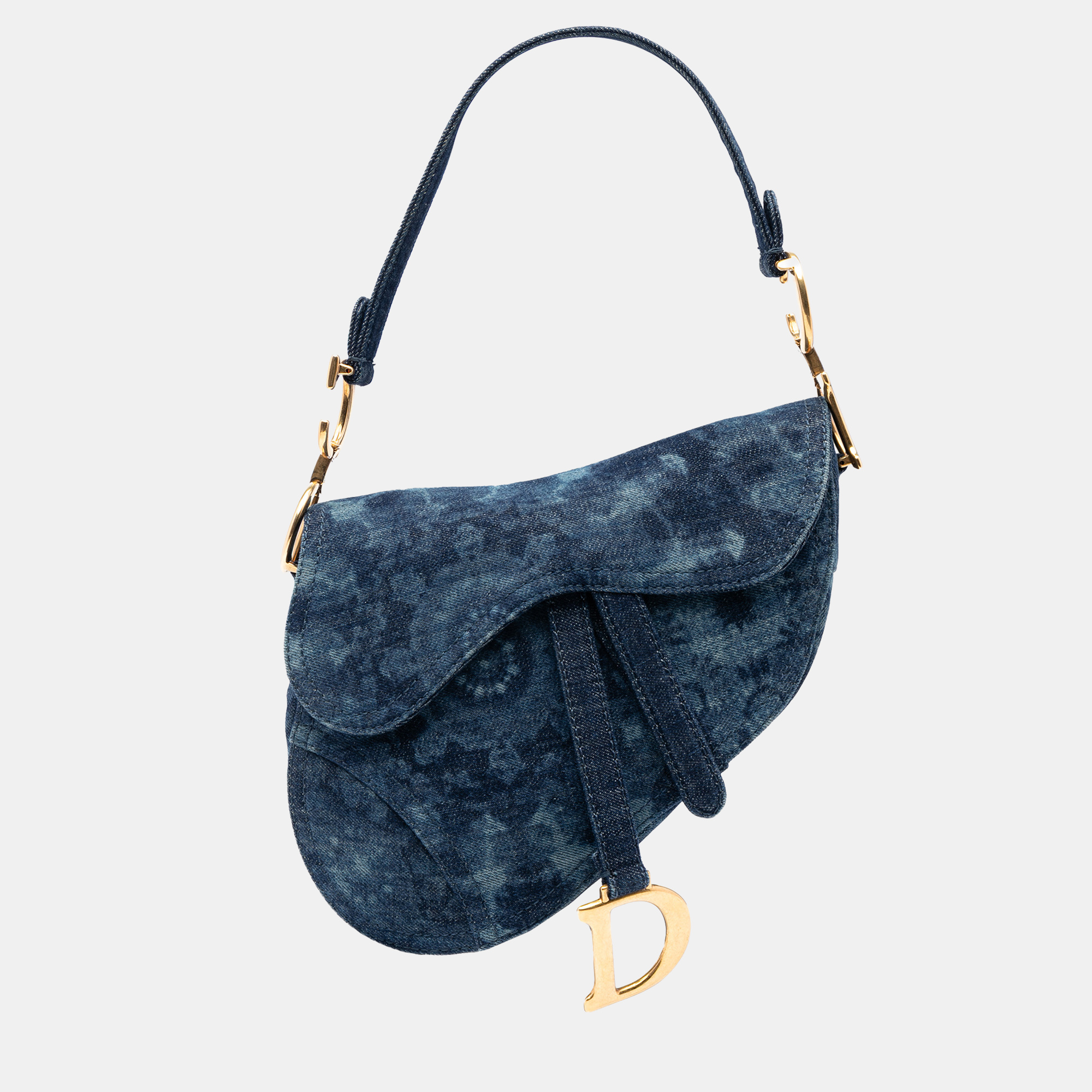 Pre-owned Dior Blue Denim Tie Dye Saddle Bag