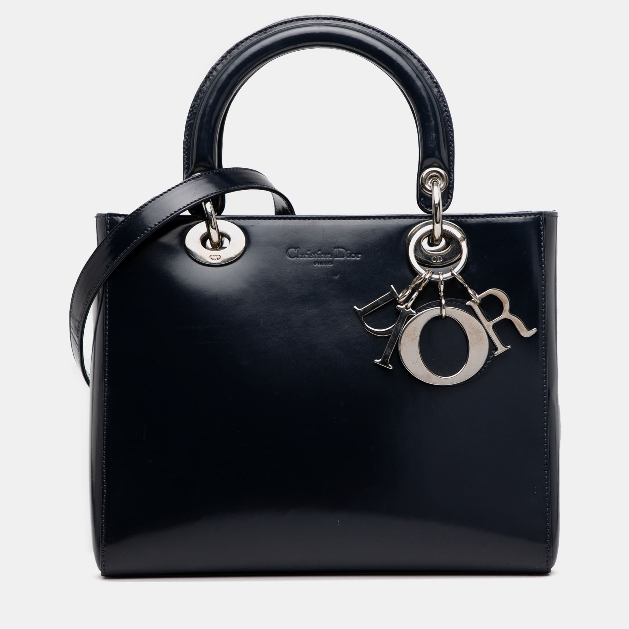 

Dior Navy Blue Medium Glazed Calfskin Lady Dior