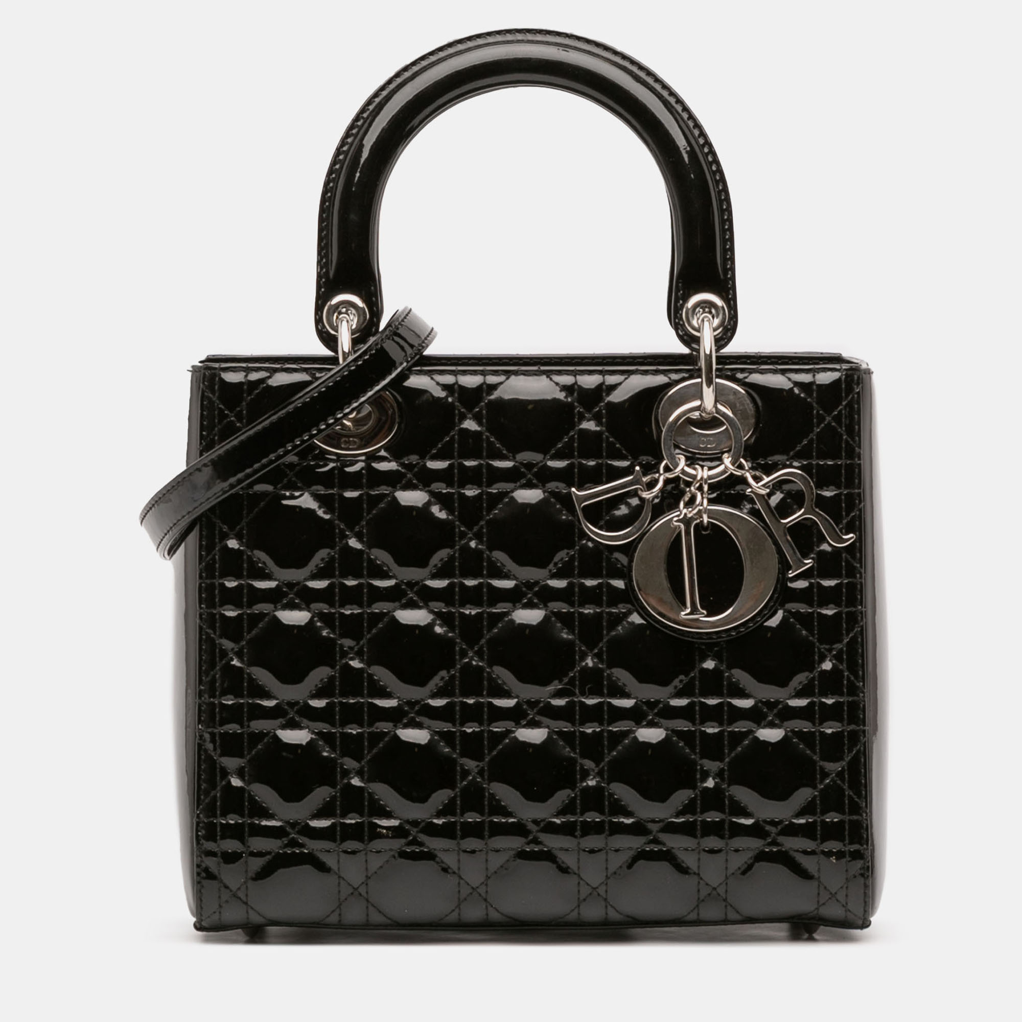 

Dior Black Medium Patent Cannage Lady Dior