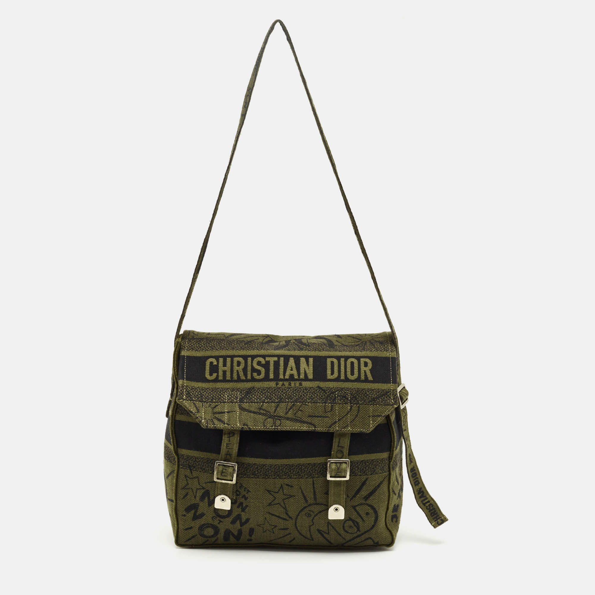 

Dior Green Embroidered Canvas Diorcamp Messenger Bag