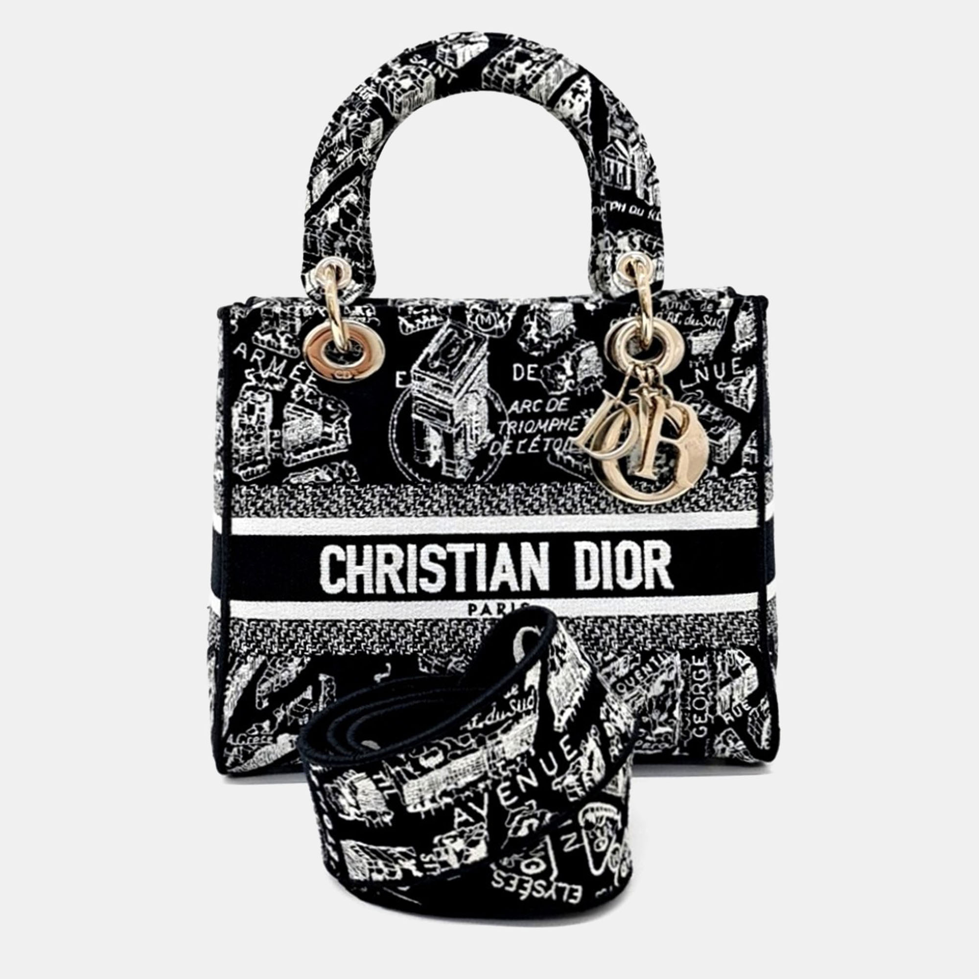 

Dior Black Fabric D-LITE Lady Bag Medium