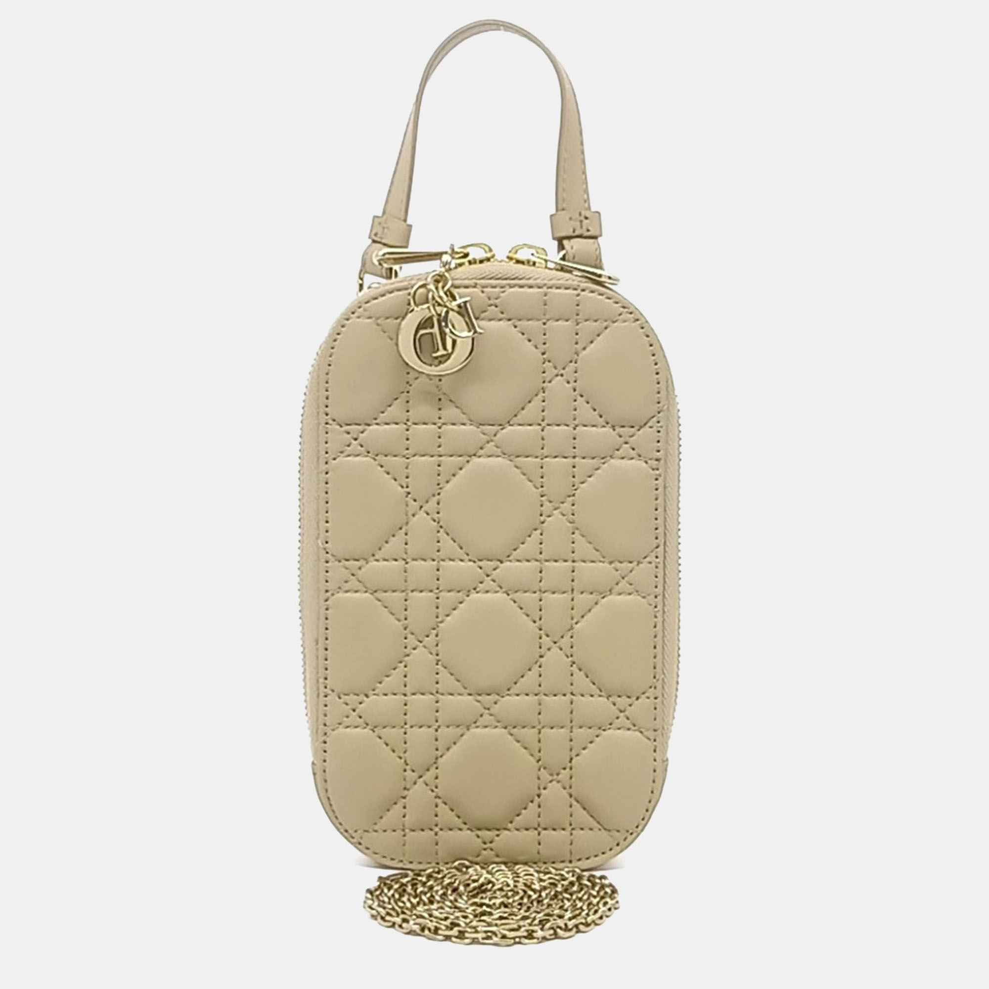 

Dior Beige Leather Phone Holder Tote Bag