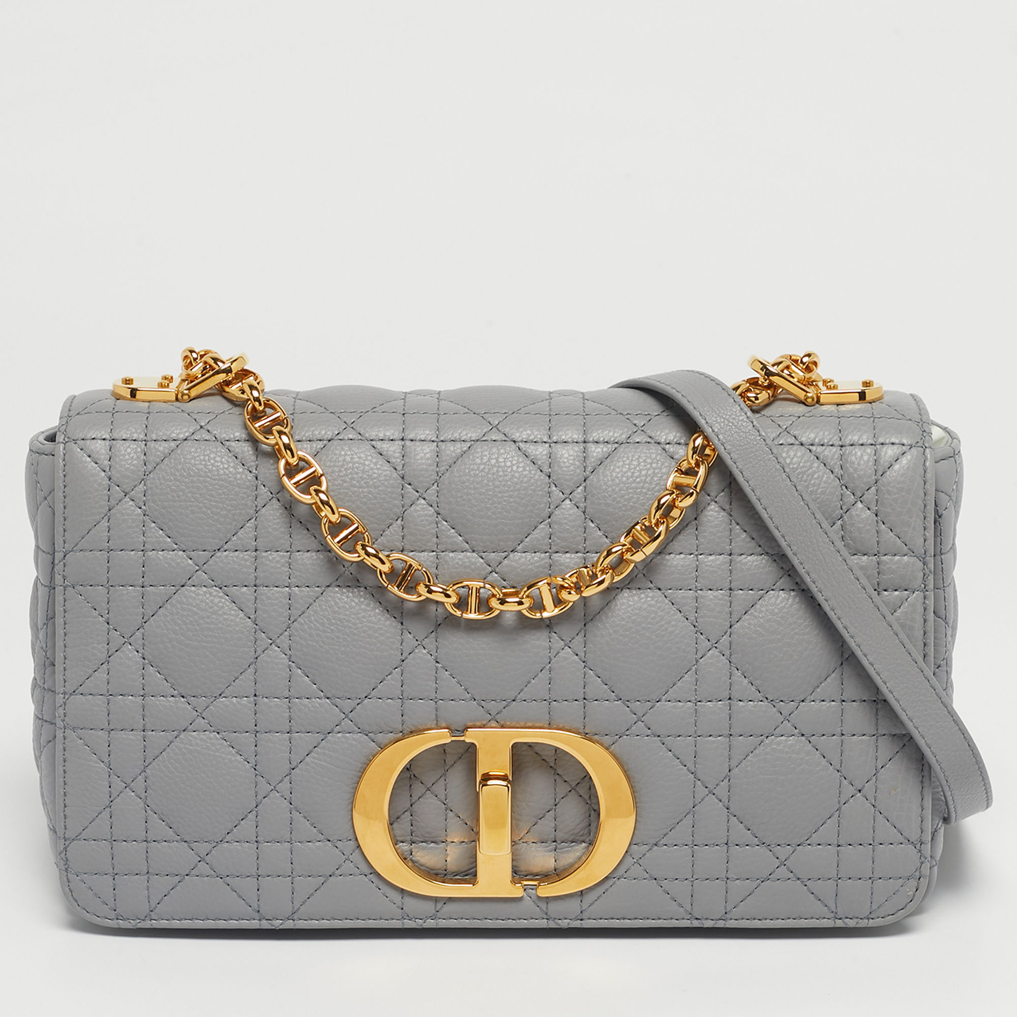 

Dior Grey Cannage Leather  Caro Shoulder Bag