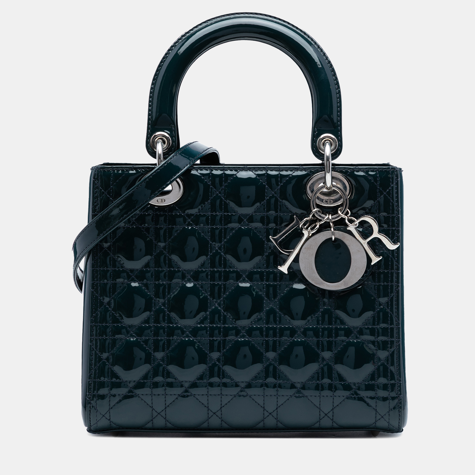 

Dior Green Medium Patent Cannage Lady Dior