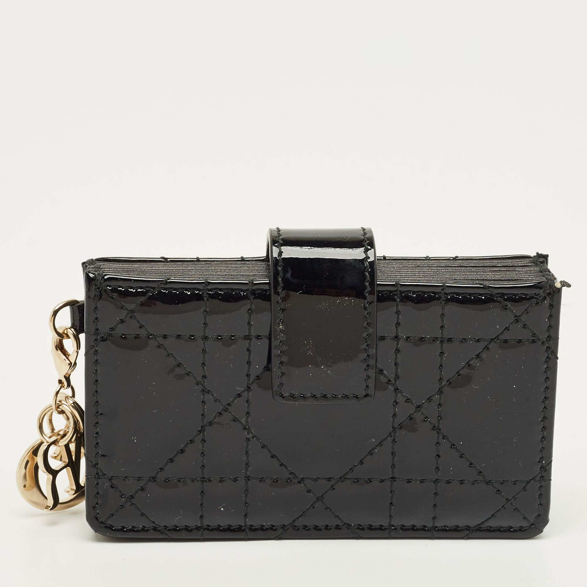 Pre-owned Dior Gusset Card Holder In Black